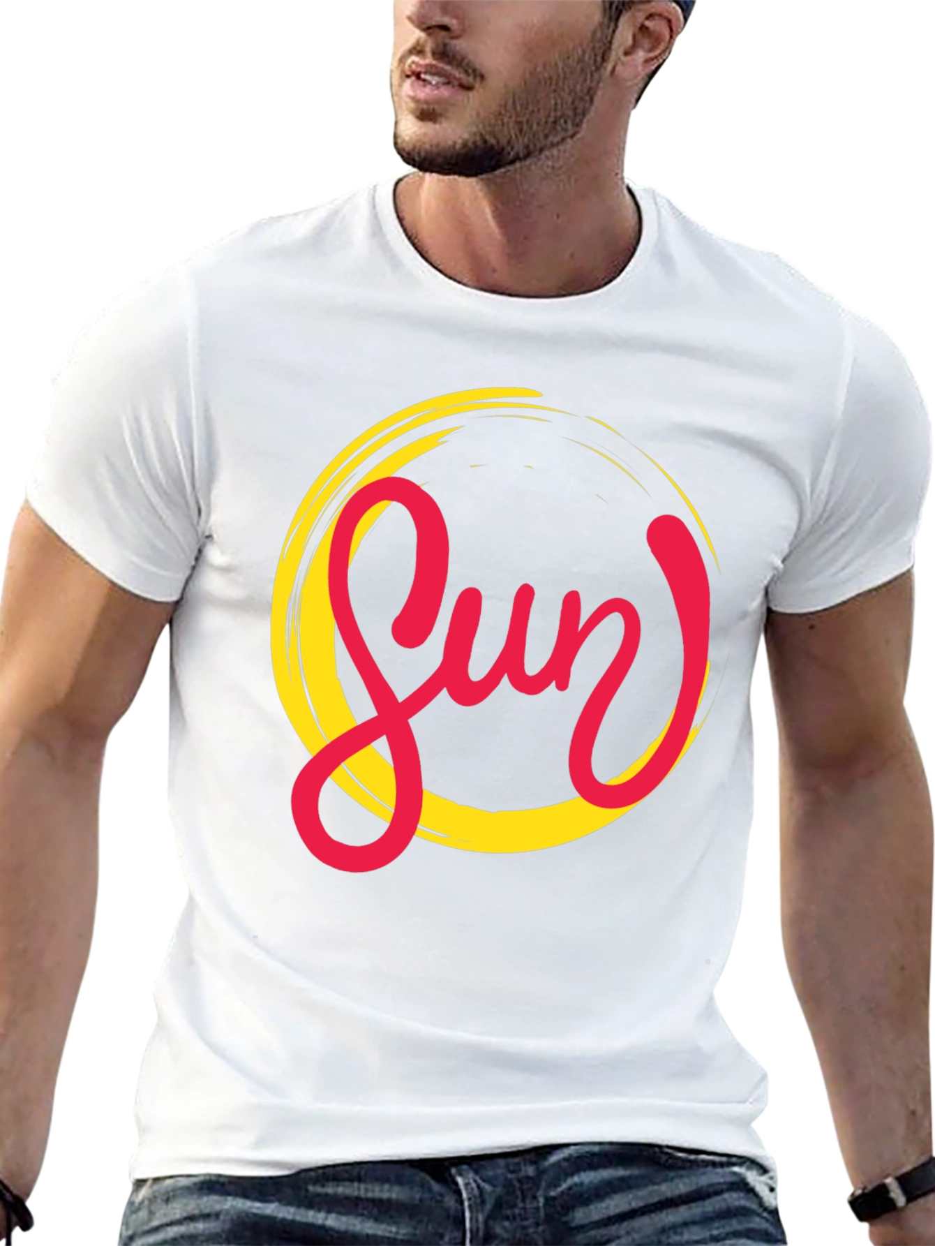 Black Stylish Sun Graphic Black T-Shirt for Men view 13