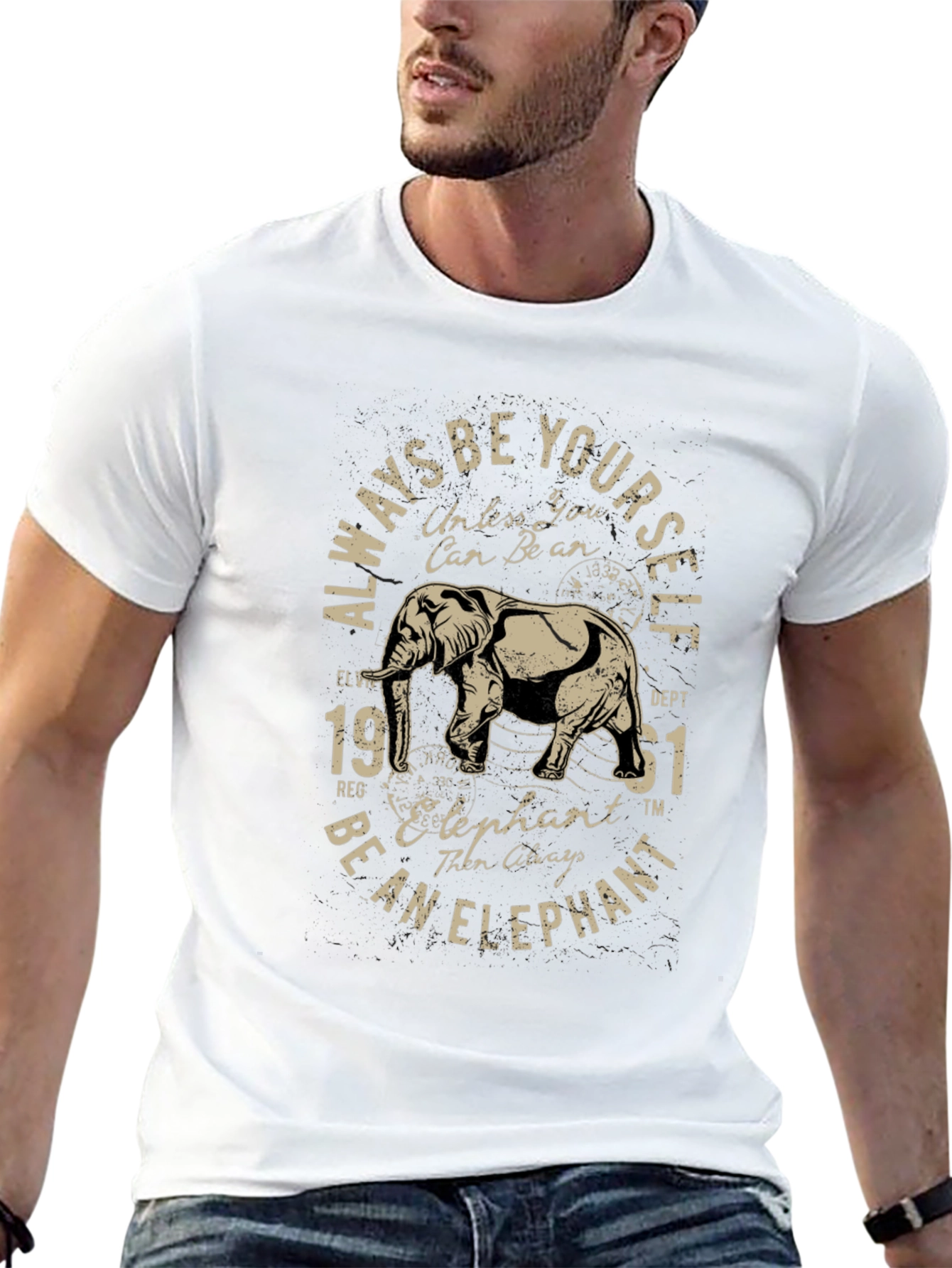 Black Always Be Yourself Elephant Graphic Tee view 13