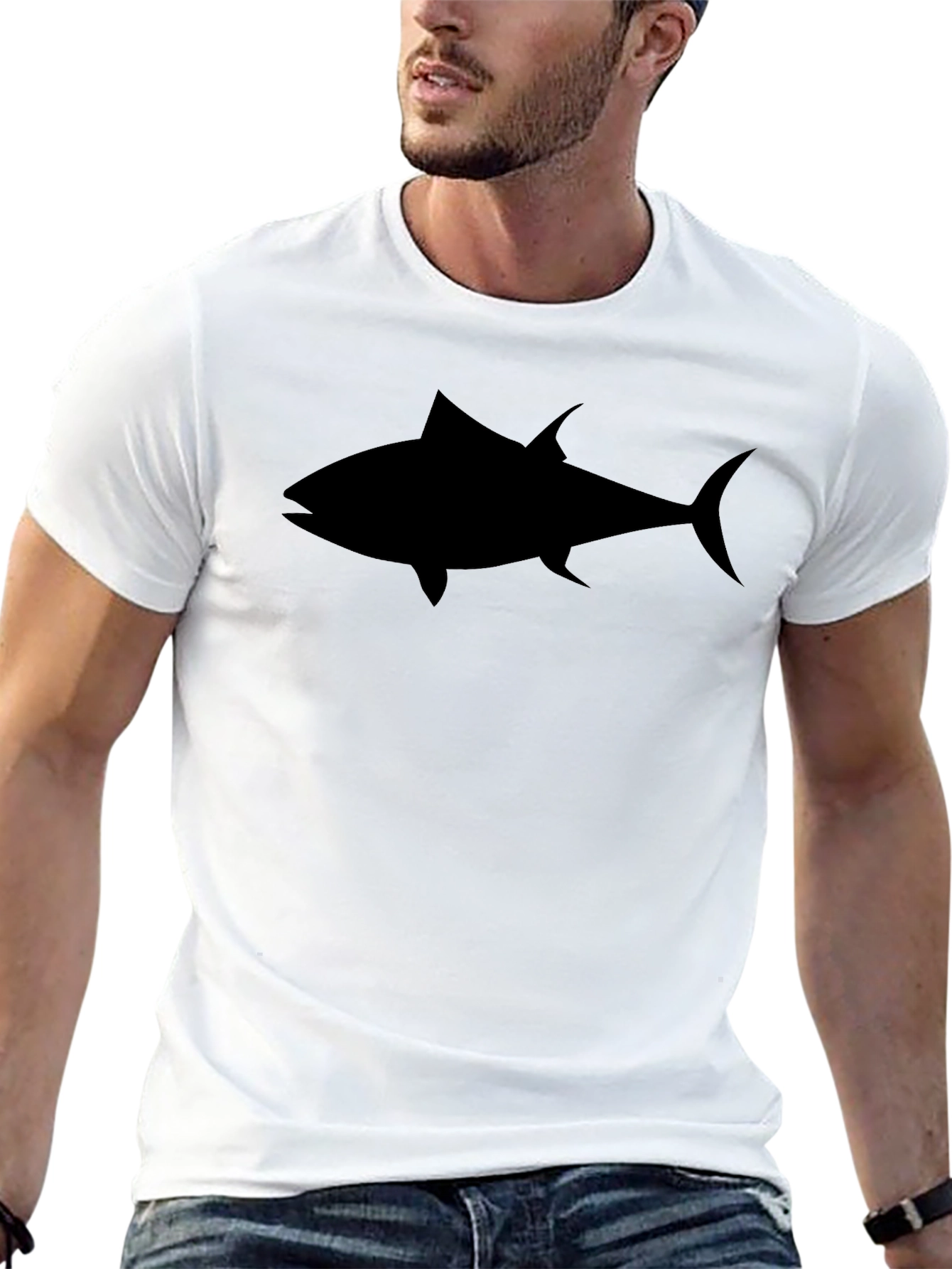 Black Men's Black Tuna Graphic Tee - Casual Style view 13