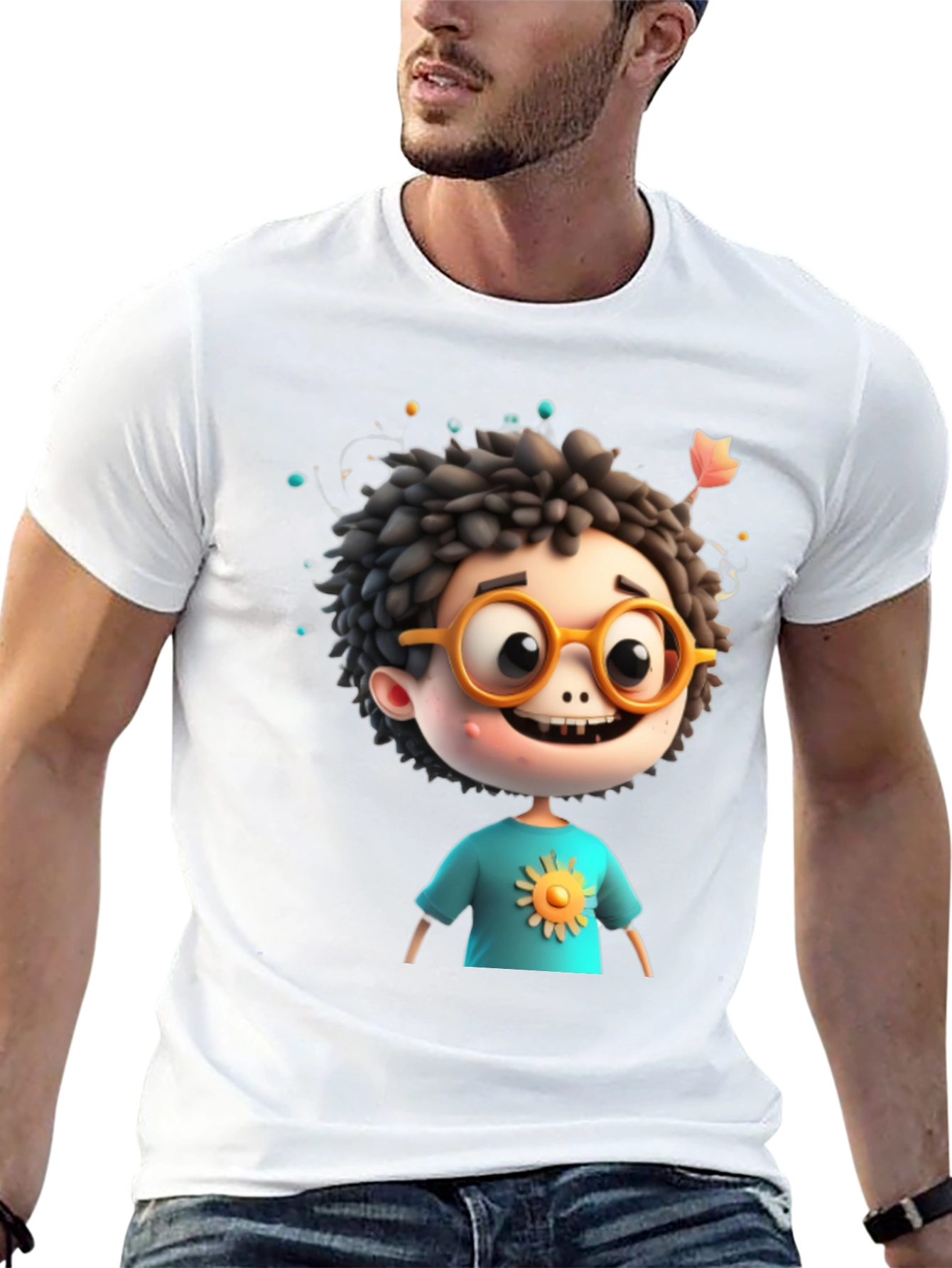 Black Cartoon Boy Graphic Tee - Whimsical Character Design view 13