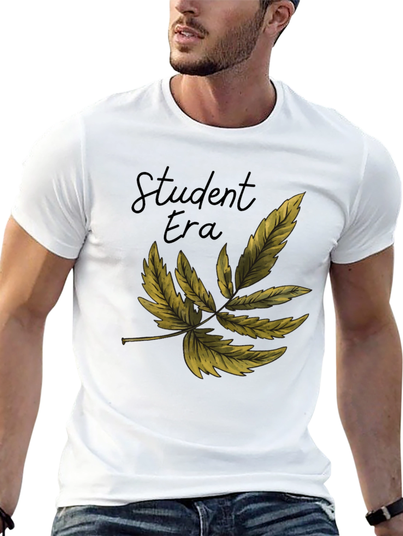 Black Student Era Leaf Graphic Black T-Shirt view 13