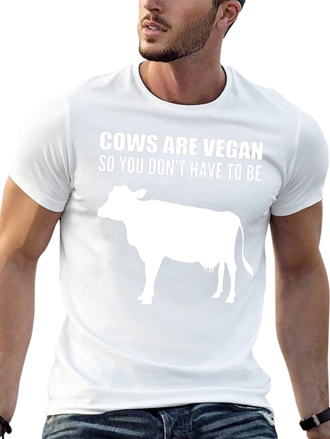 Black Cows Are Vegan T-Shirt - Black Cotton Tee view 13