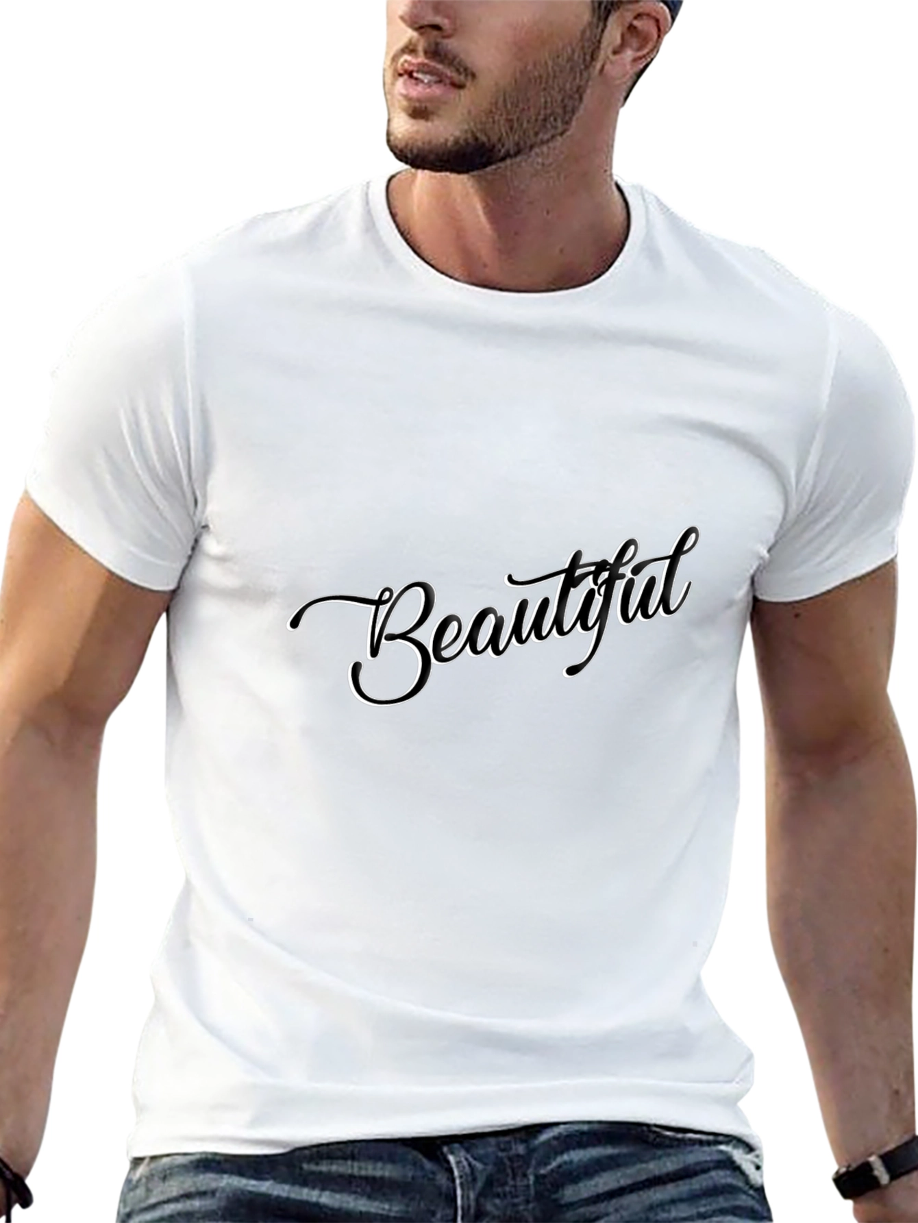 Black Beautiful Script Black T-Shirt view 13
