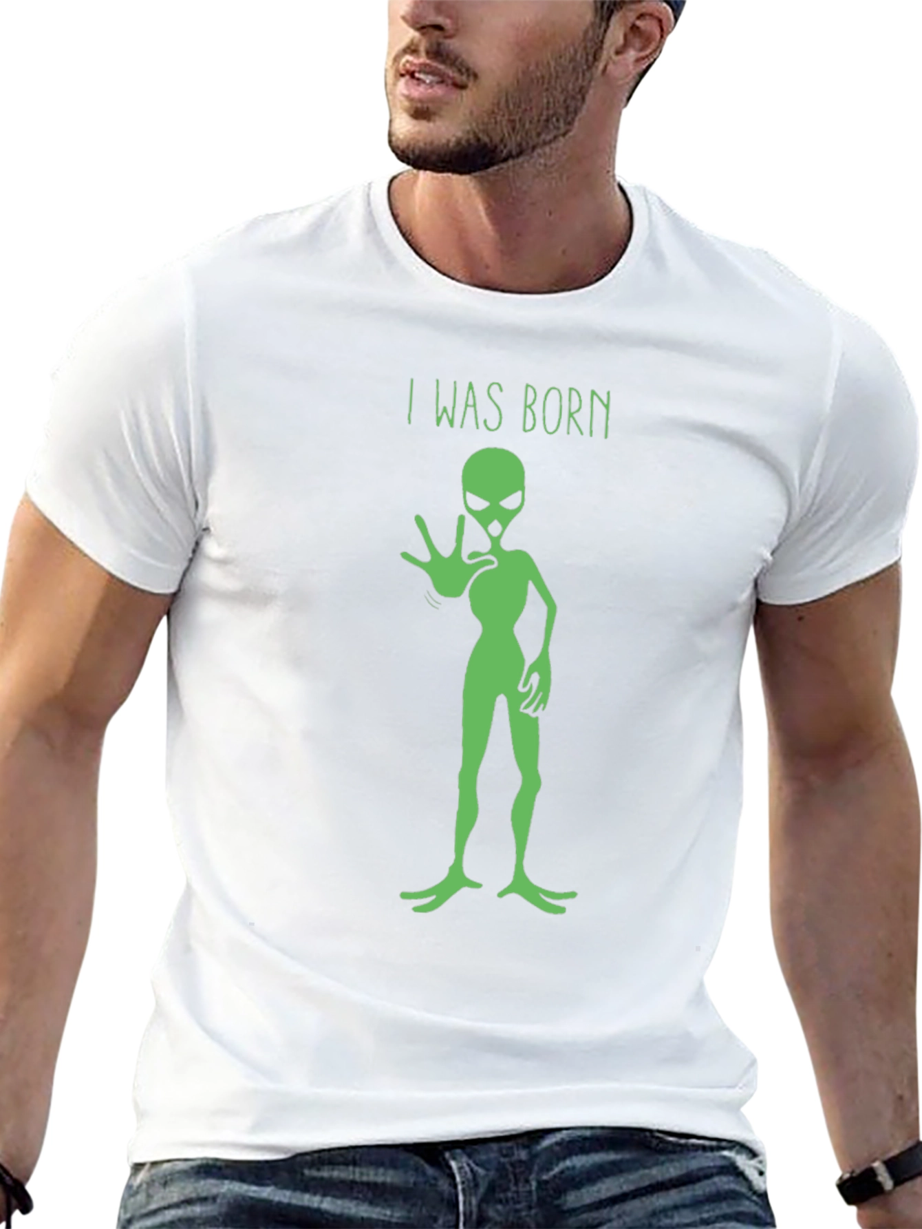 Black I Was Born Alien Graphic Tee - Black view 13