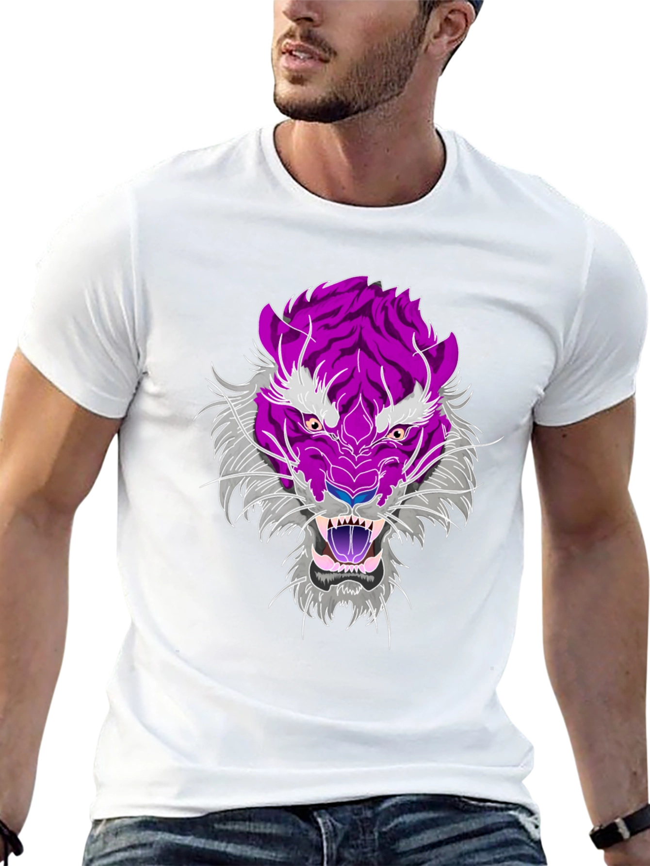 Black Tiger Graphic Tee - Black Cotton Blend view 13