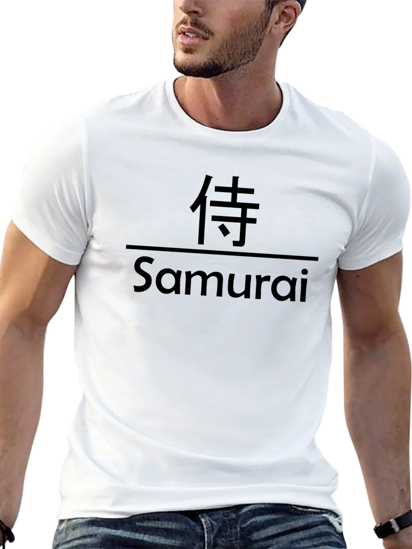 Black Samurai Graphic Print Black T-Shirt view 13