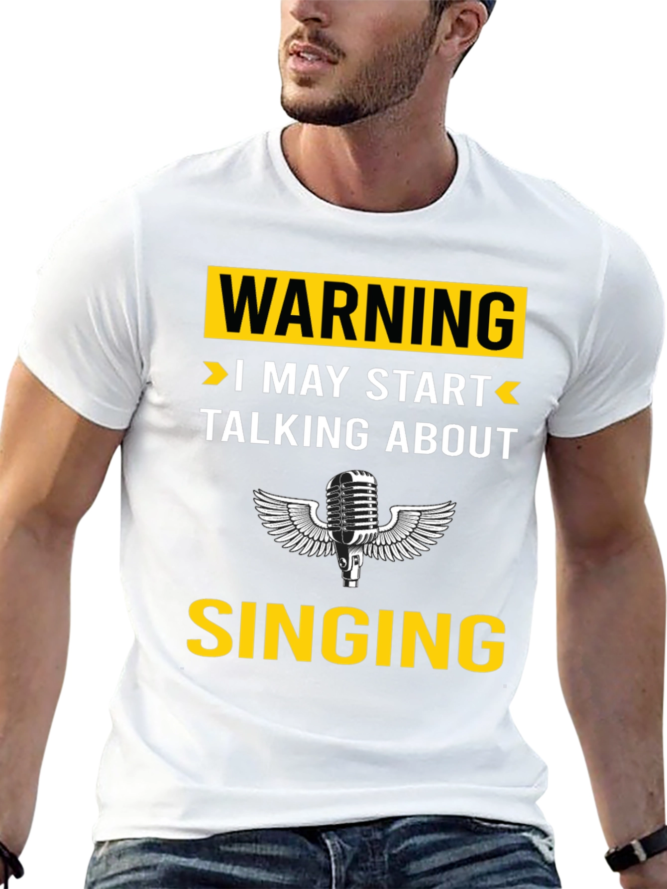 Black Warning: I May Start Talking About Singing T-Shirt view 13