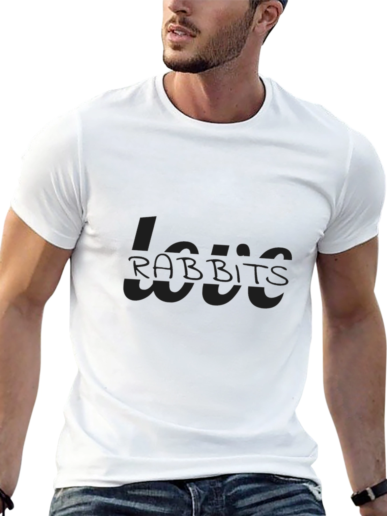 Black Love Rabbits Tee - Soft Cotton Casual Wear view 13