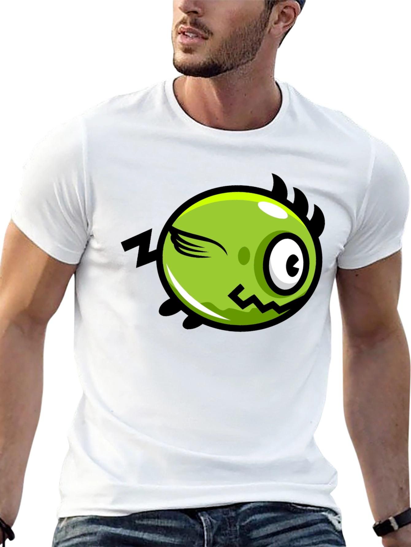 Black Funny Green Monster Graphic Tee - Black view 13