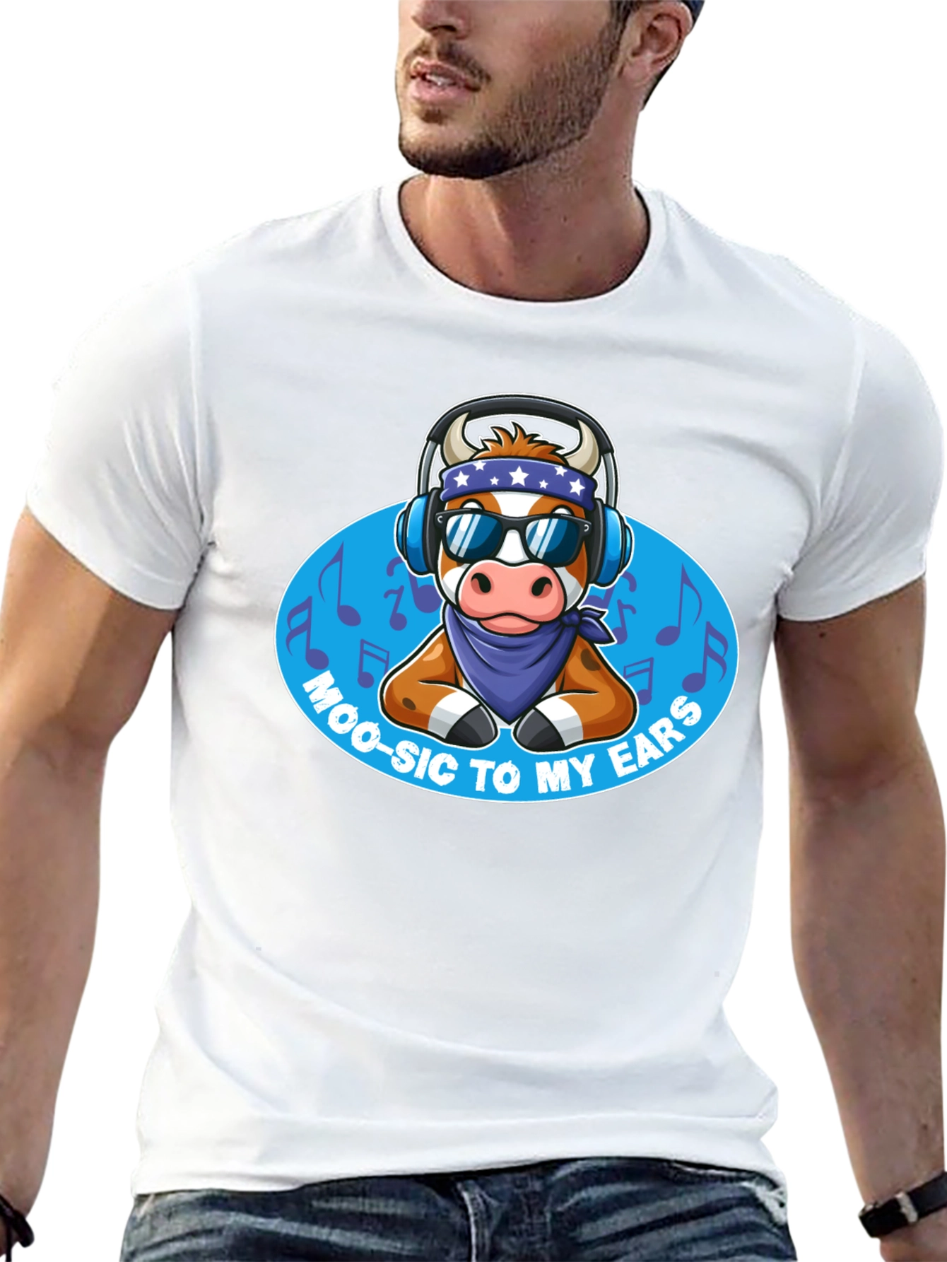 Black Cow Music Lover T-Shirt - Moo-sic to My Ears view 13