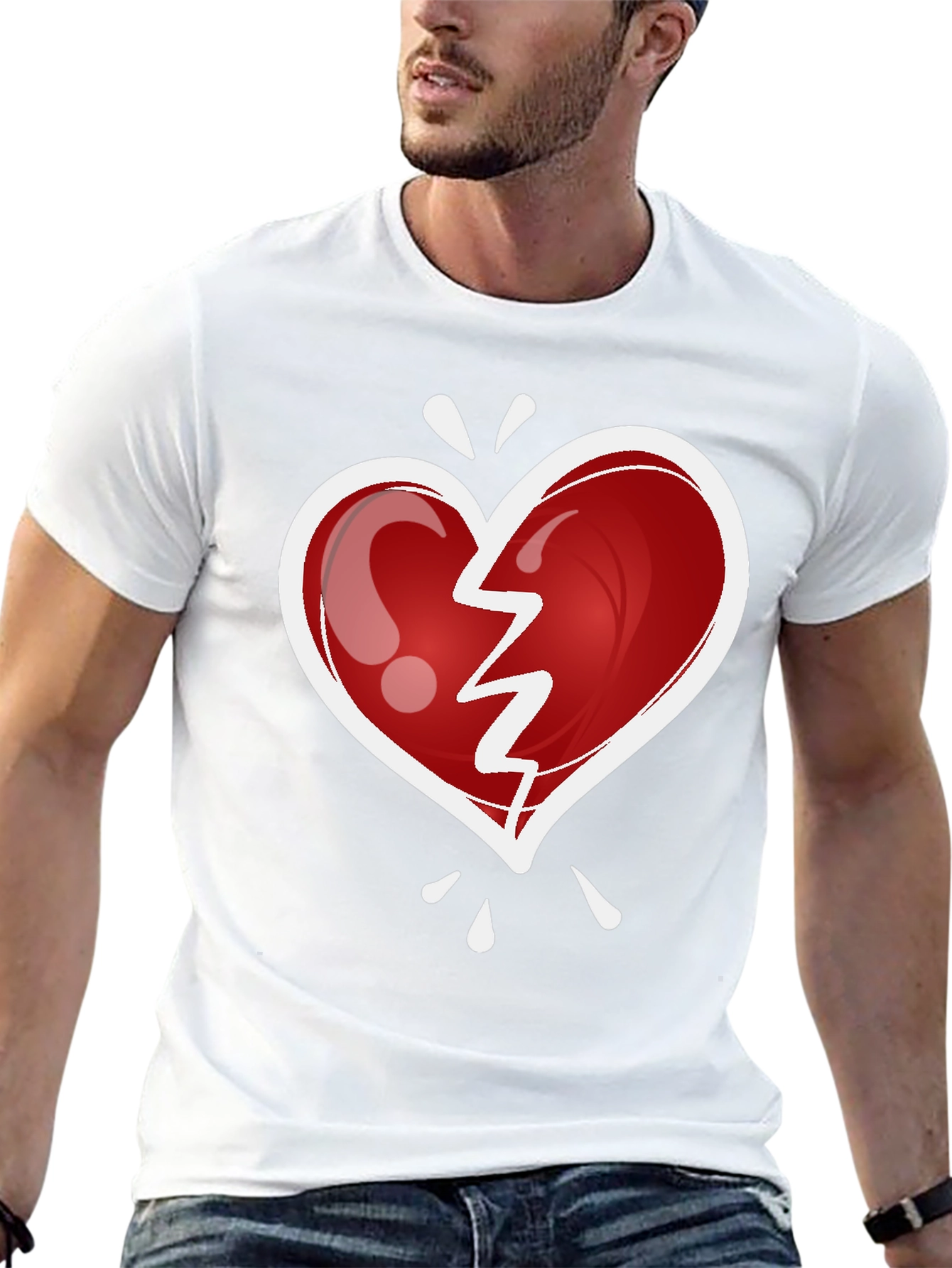Black Broken Heart Graphic Tee - Trendy Casual Wear view 13