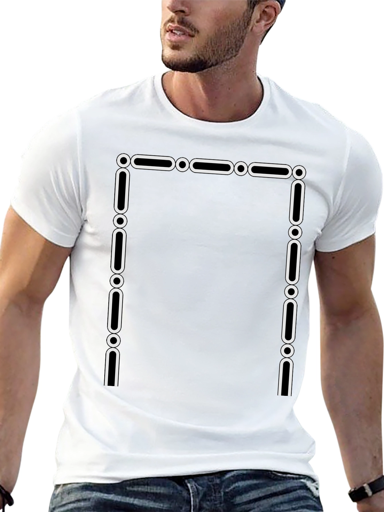 Black Geometric Frame Black T-Shirt view 13
