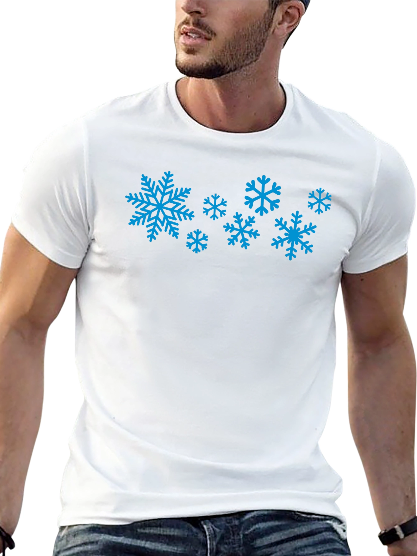 Black Snowflake Graphic Tee - Black Cotton Blend view 13