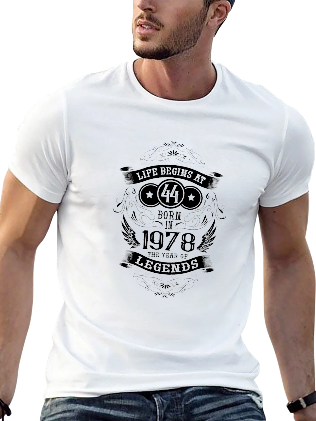 Black Life Begins At 44 T-Shirt - Born in 1978 Legend Tee view 13