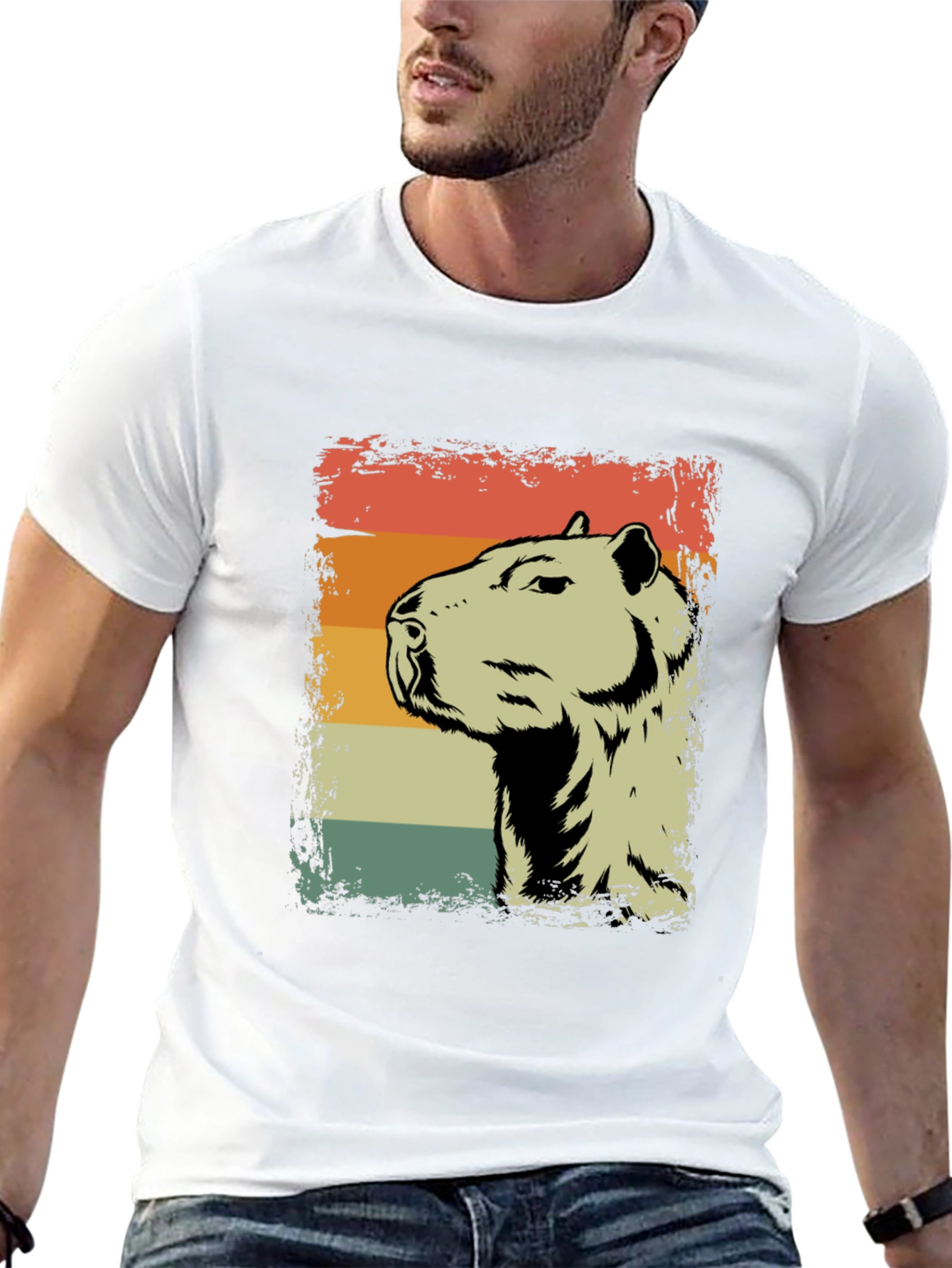 Black Retro Capybara Graphic Tee - Vintage Style Animal Shirt view 13