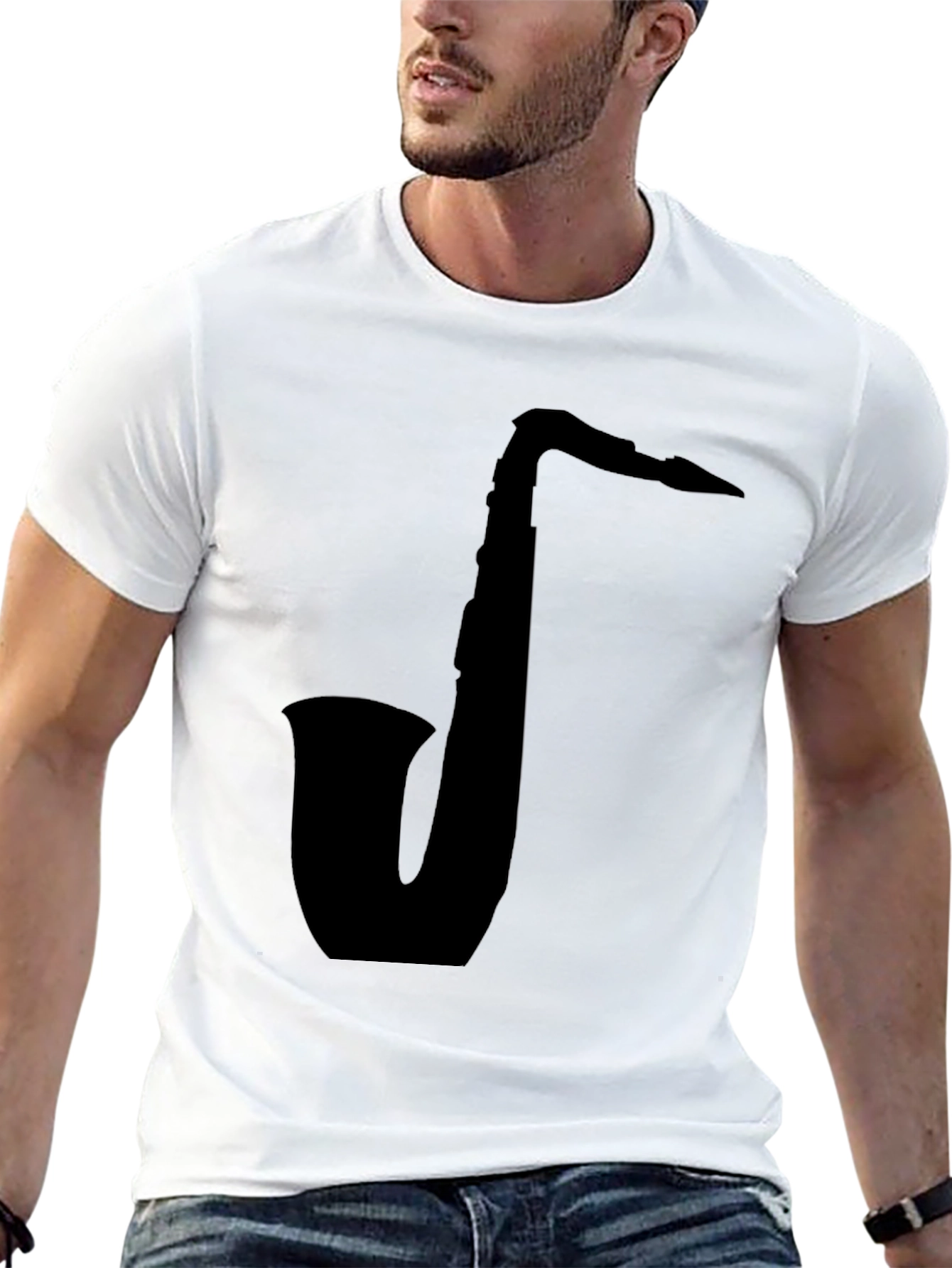 Black Saxophone Graphic Tee - Black Cotton view 13