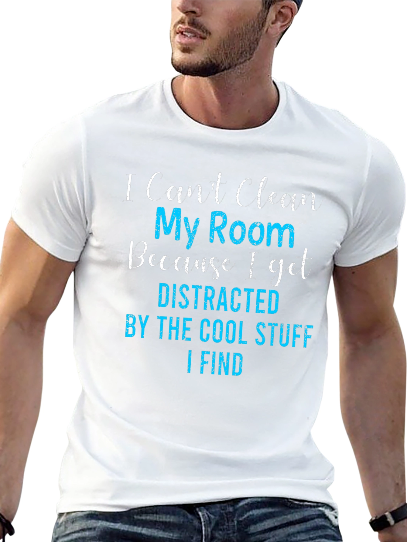 Black Funny Distracted By Cool Stuff T-Shirt view 13