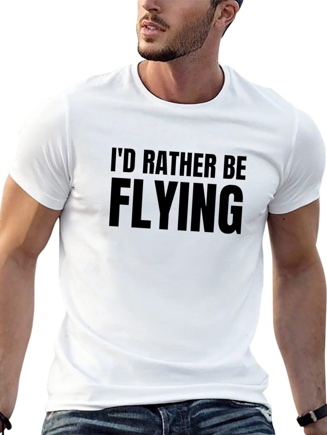 Black I'd Rather Be Flying Black T-Shirt view 13