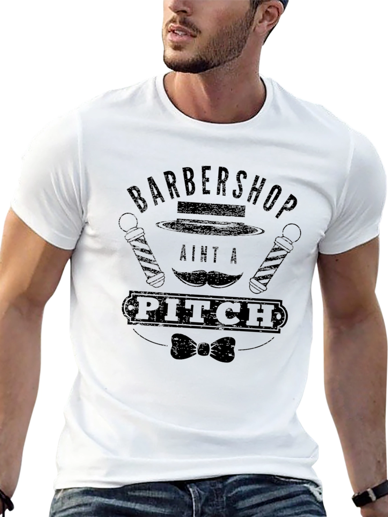 Black Barbershop T-Shirt Aint A Pitch view 13