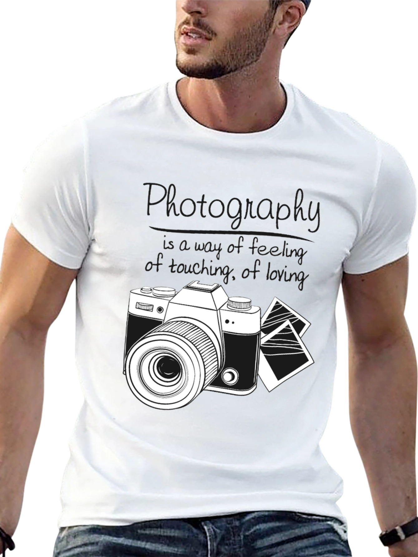 Black Photography T-Shirt - "Just Looking" Black Graphic Tee view 13