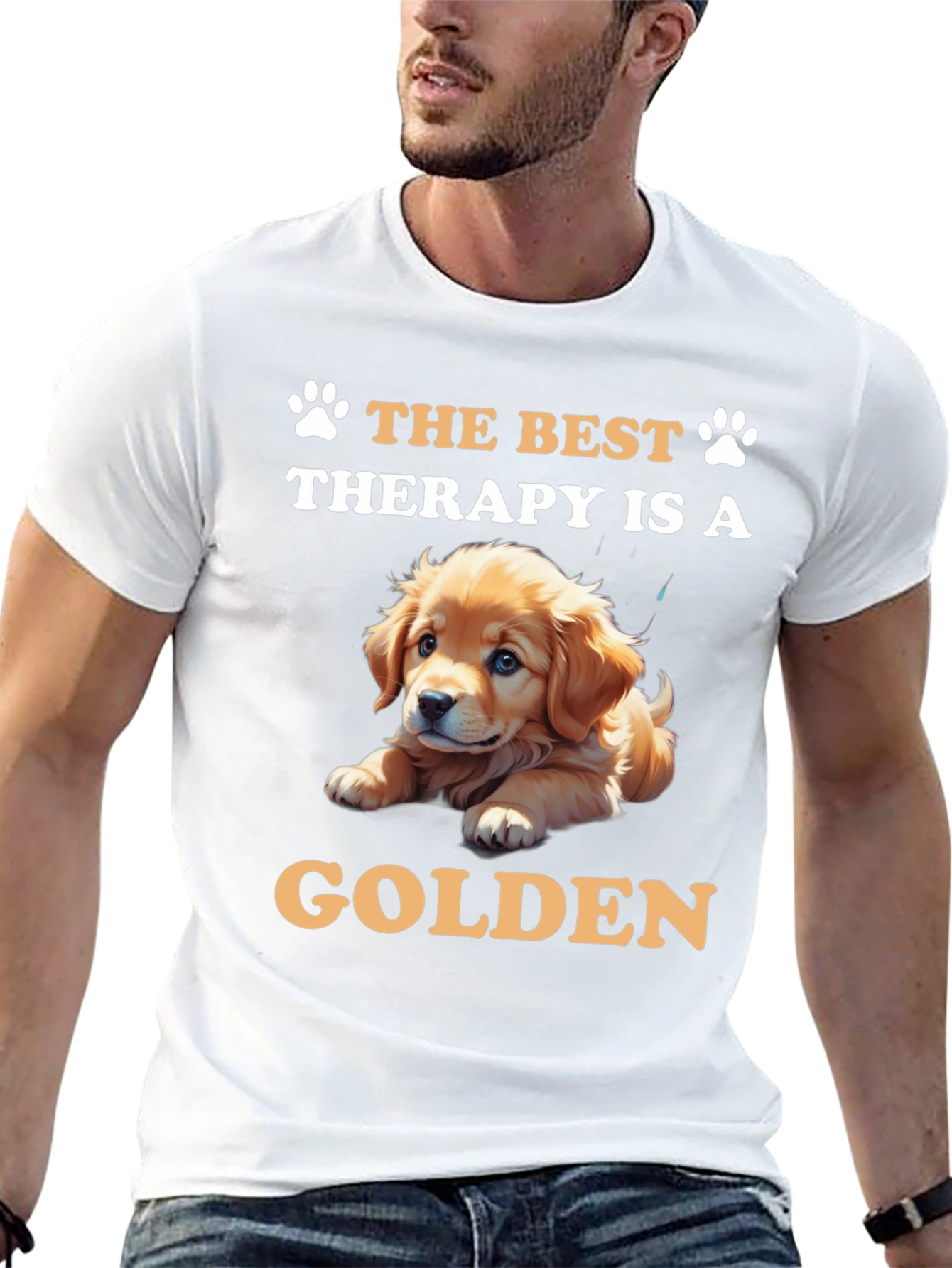 Black Best Therapy Golden Retriever T-Shirt view 13