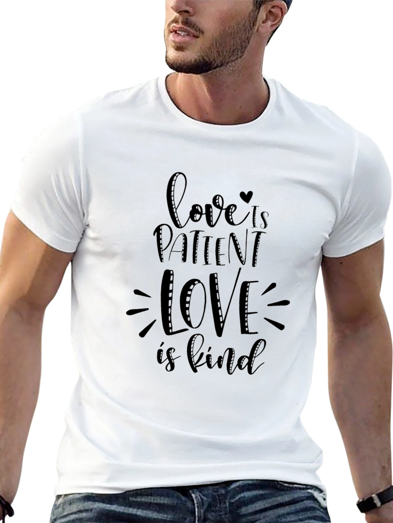 Black Love Is Patient Graphic Tee - Black Cotton T-Shirt view 13