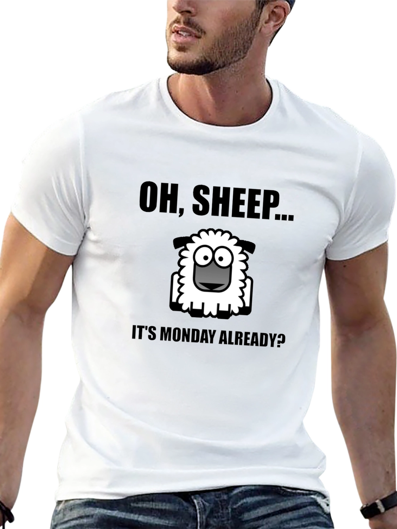 Black Oh, Sheep... It's Monday Already? T-Shirt view 13