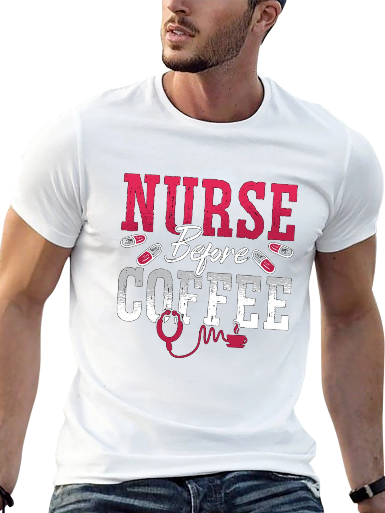 Black Nurse Before Coffee Graphic Tee view 13