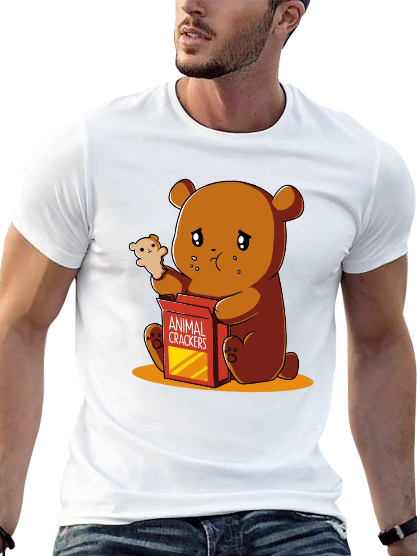 Black Sad Bear Animal Cracker T-Shirt view 13