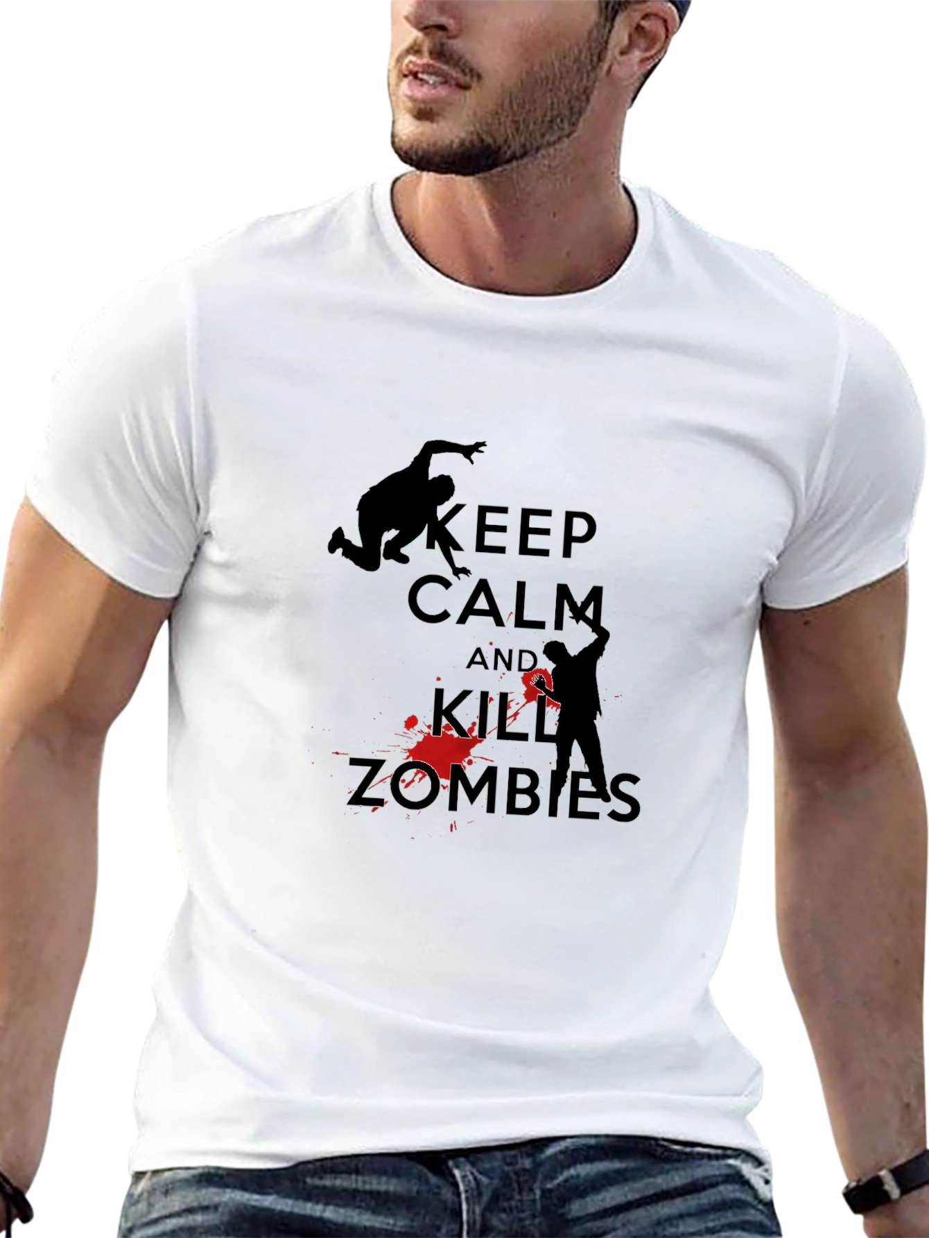 Black Keep Calm Kill Zombies T-Shirt - Black view 13