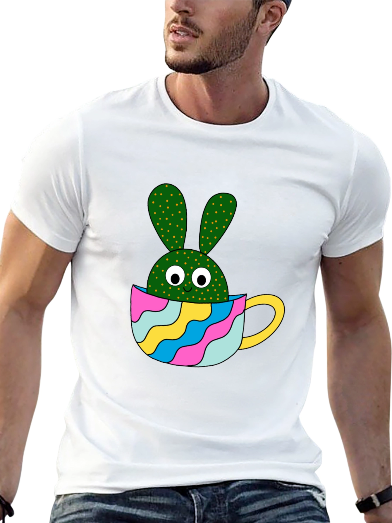 Black Cactus Bunny Black T-Shirt view 13