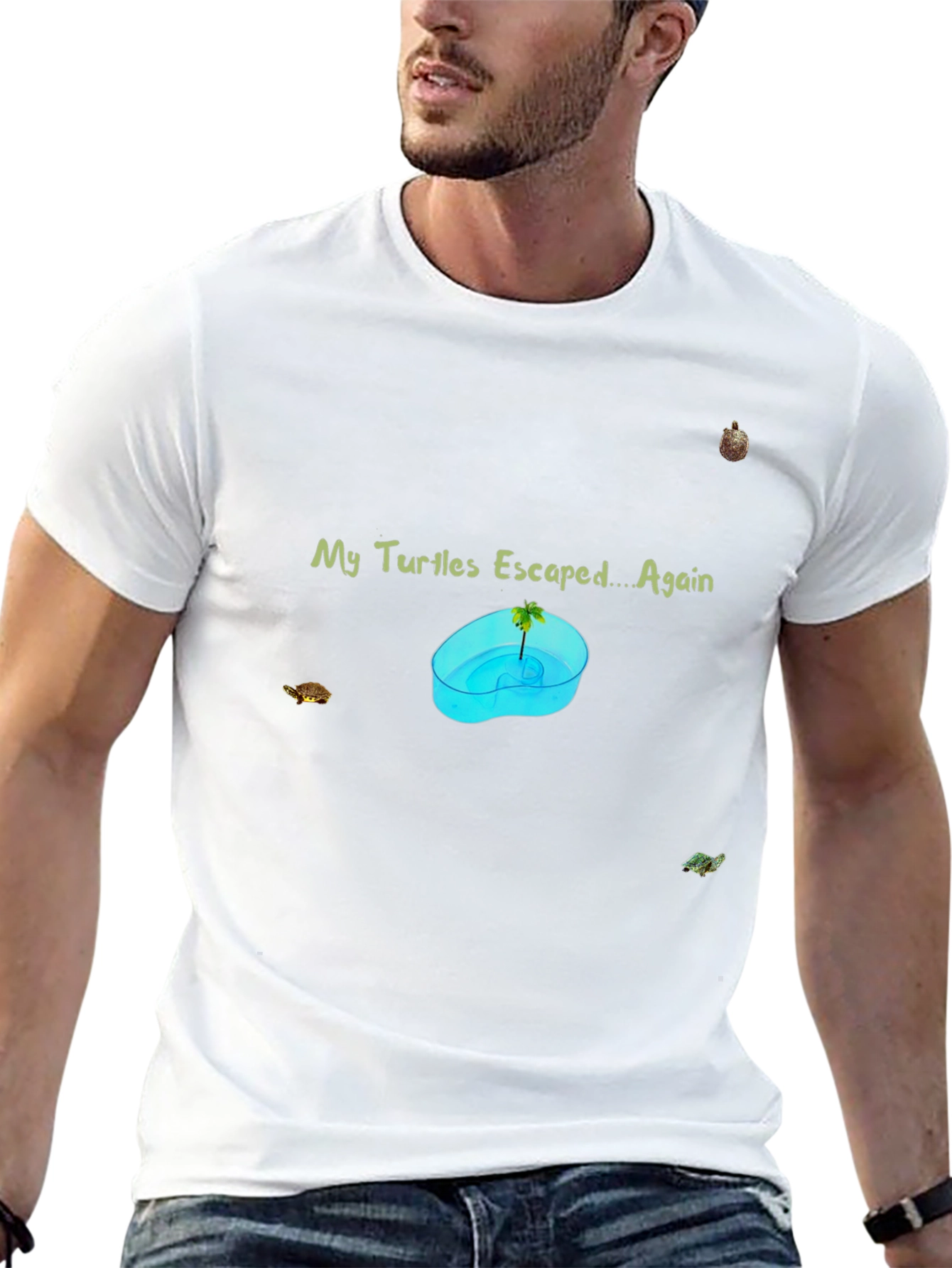 Black My Turtles Escaped Again T-Shirt view 13