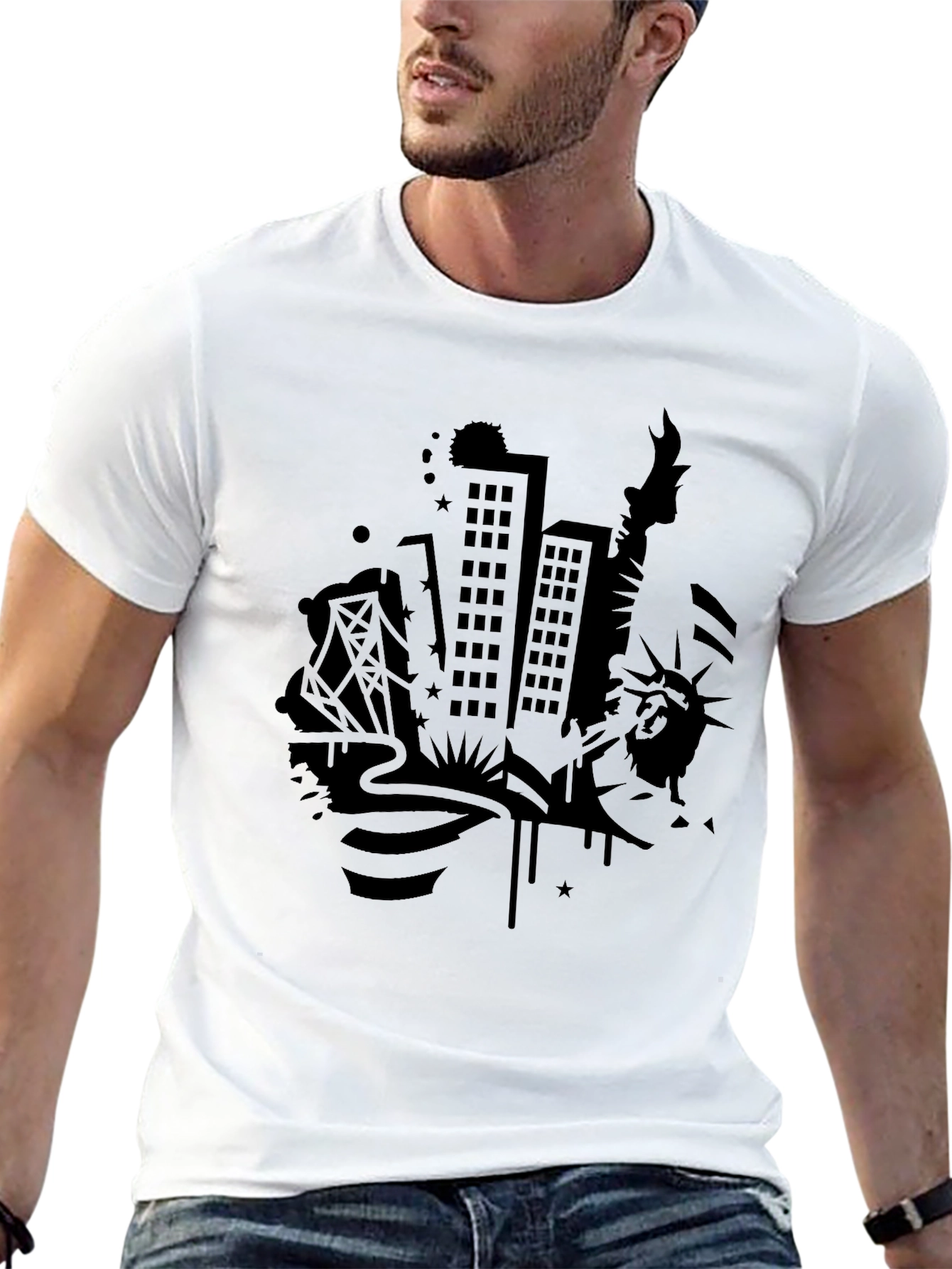 Black NYC Skyline Graphic Tee - Black view 13