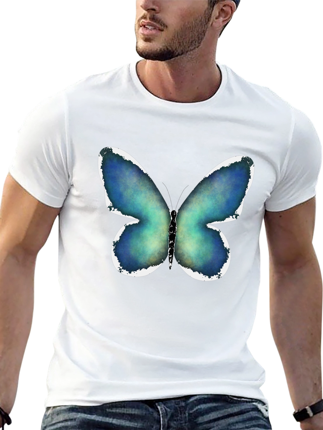 Black Butterfly Graphic Print Black T-Shirt view 13