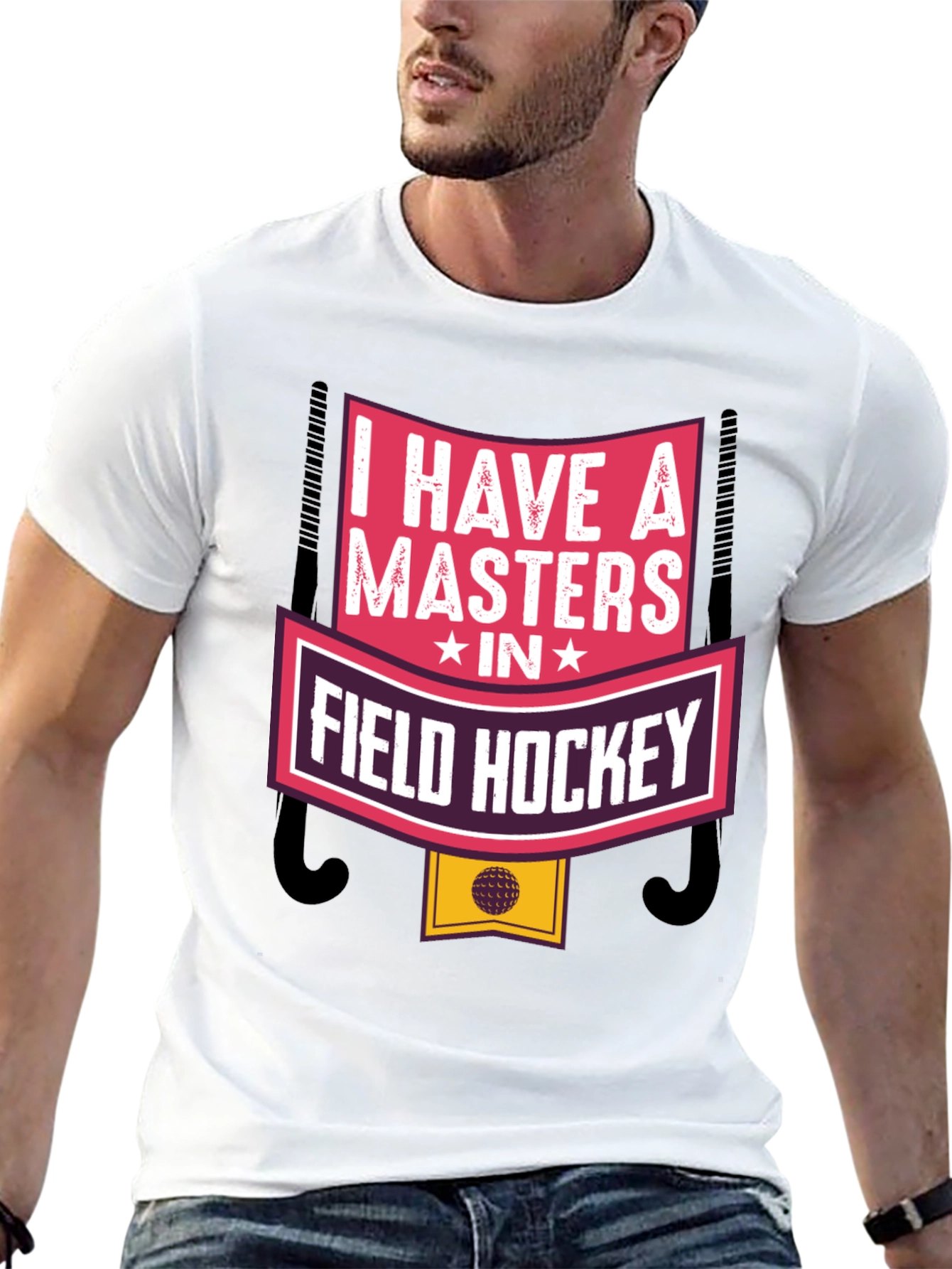 Black I Have a Masters in Field Hockey T-Shirt view 13