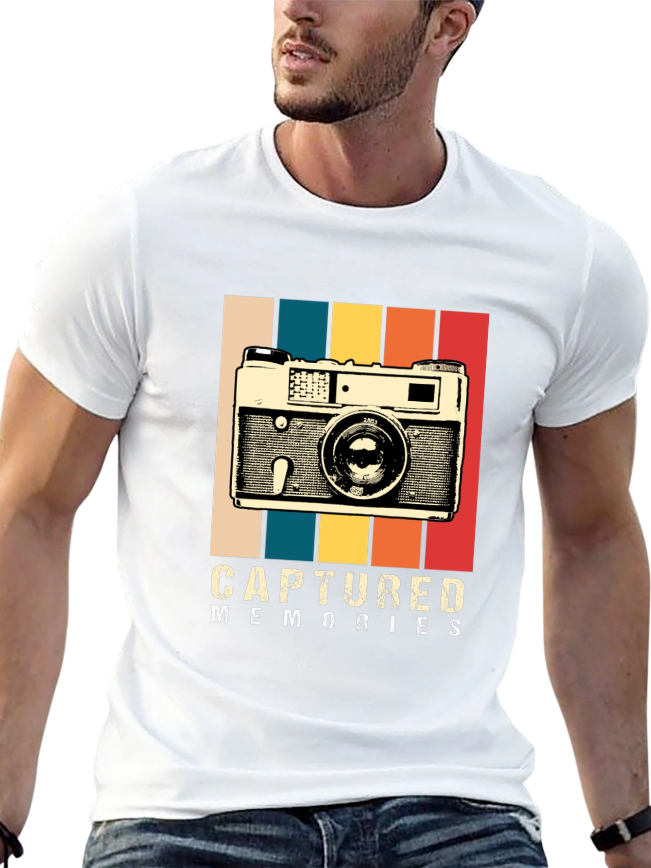 Black Captured Memories Retro Camera Graphic T-Shirt view 13