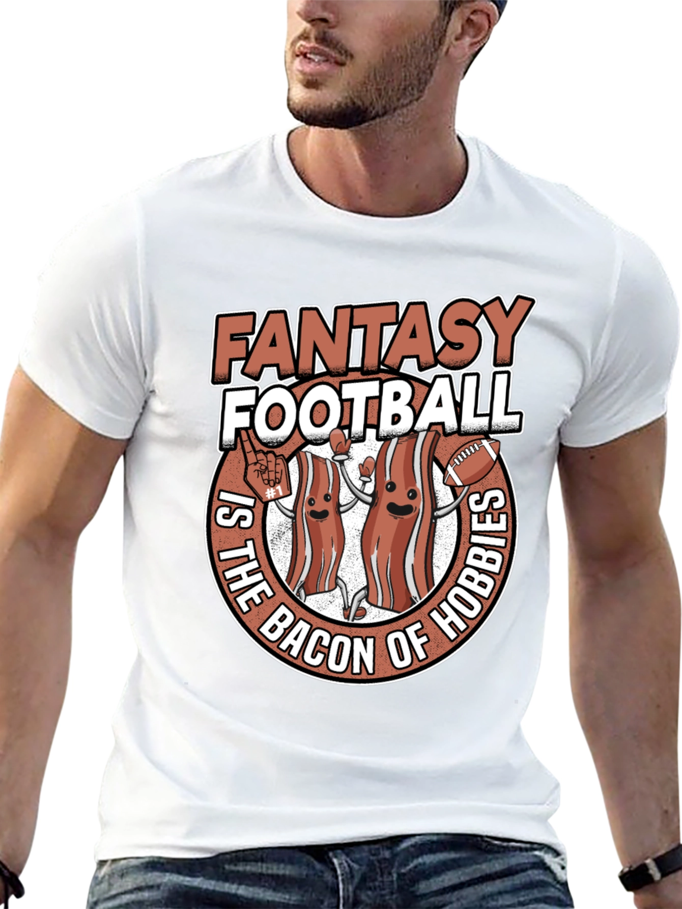 Black Fantasy Football Bacon T-Shirt view 13