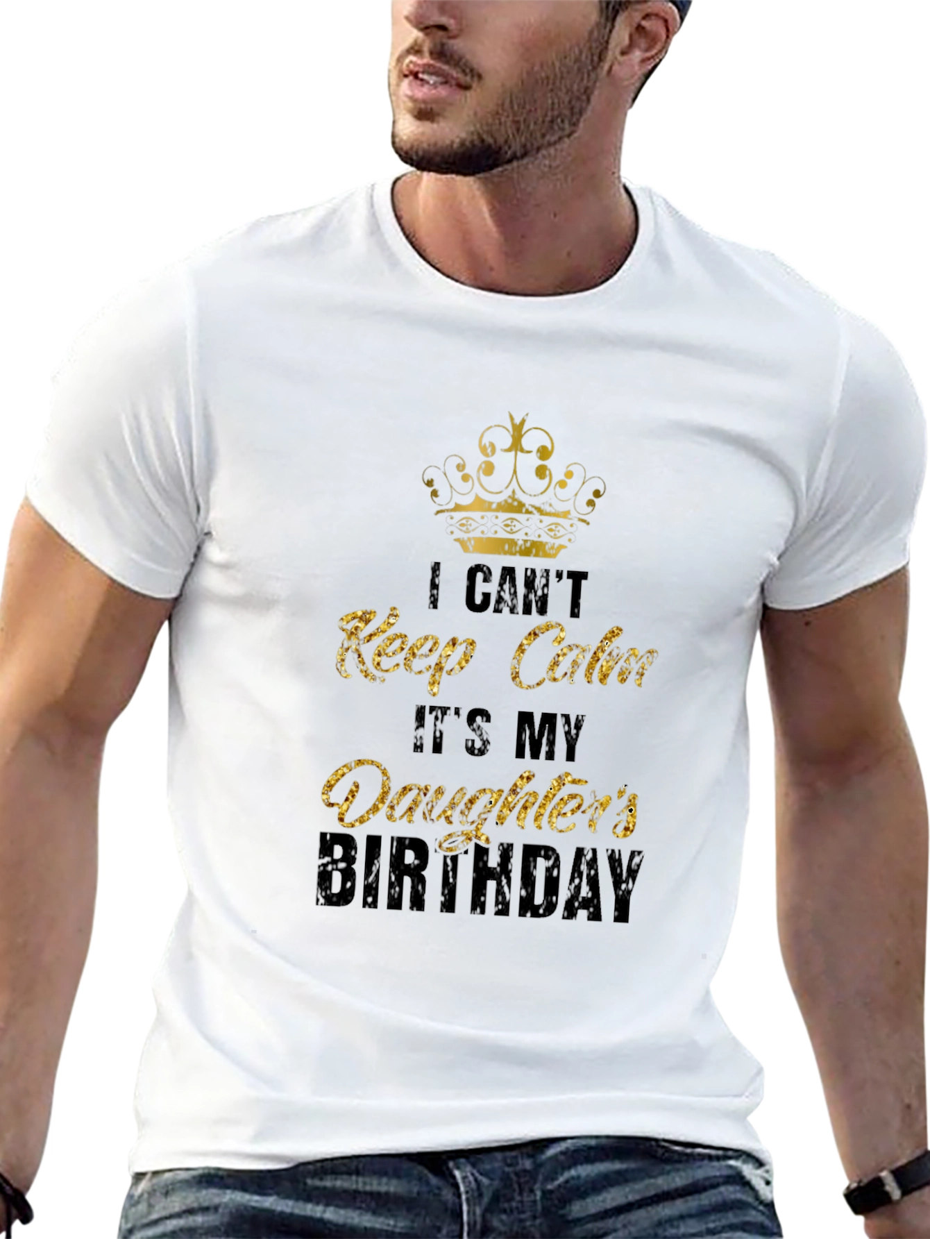 Black Daughter's Birthday T-Shirt: I Can't Keep Calm Dad Tee view 13