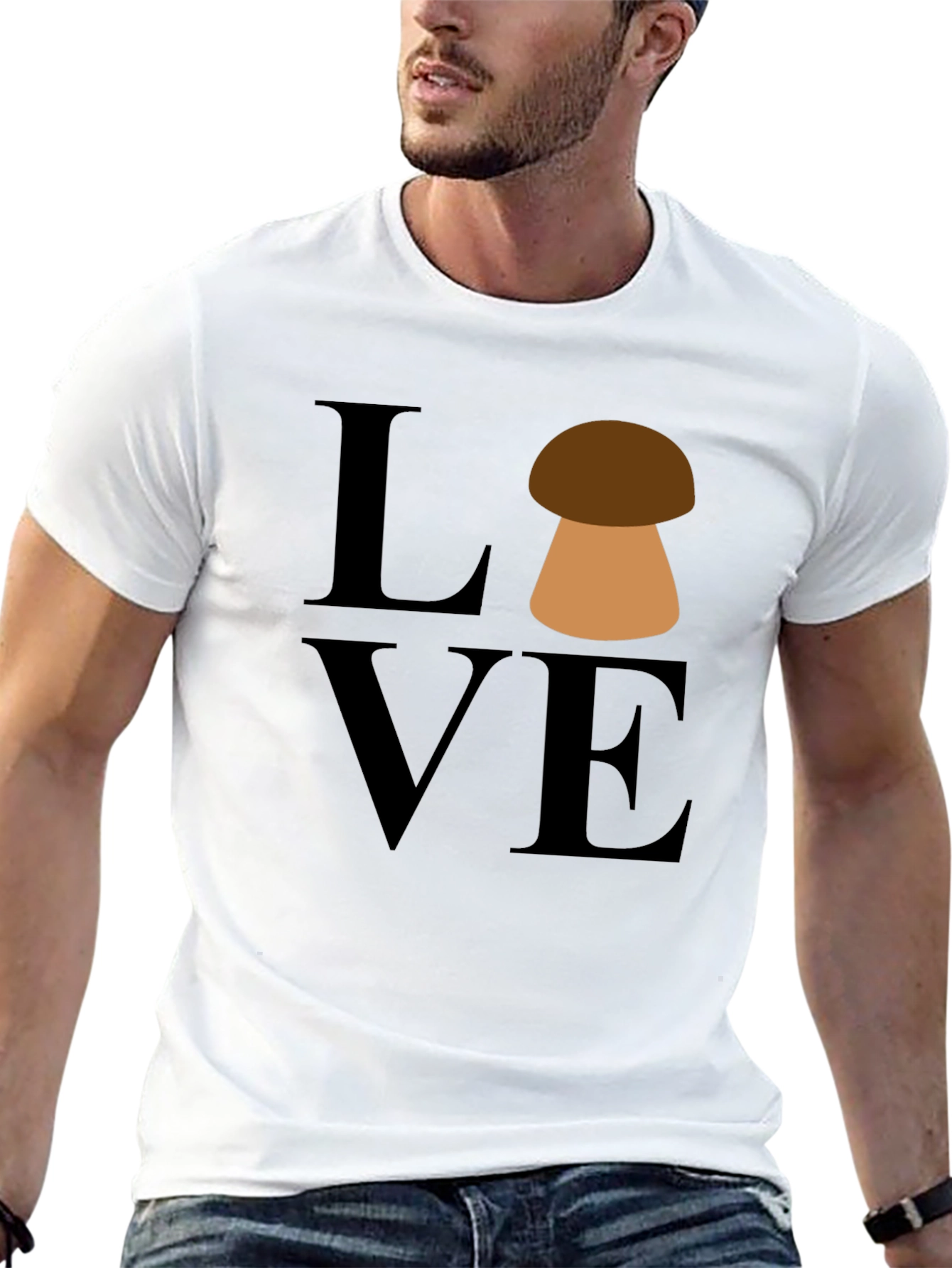 Black Mushroom Love Graphic T-Shirt - Unisex view 13