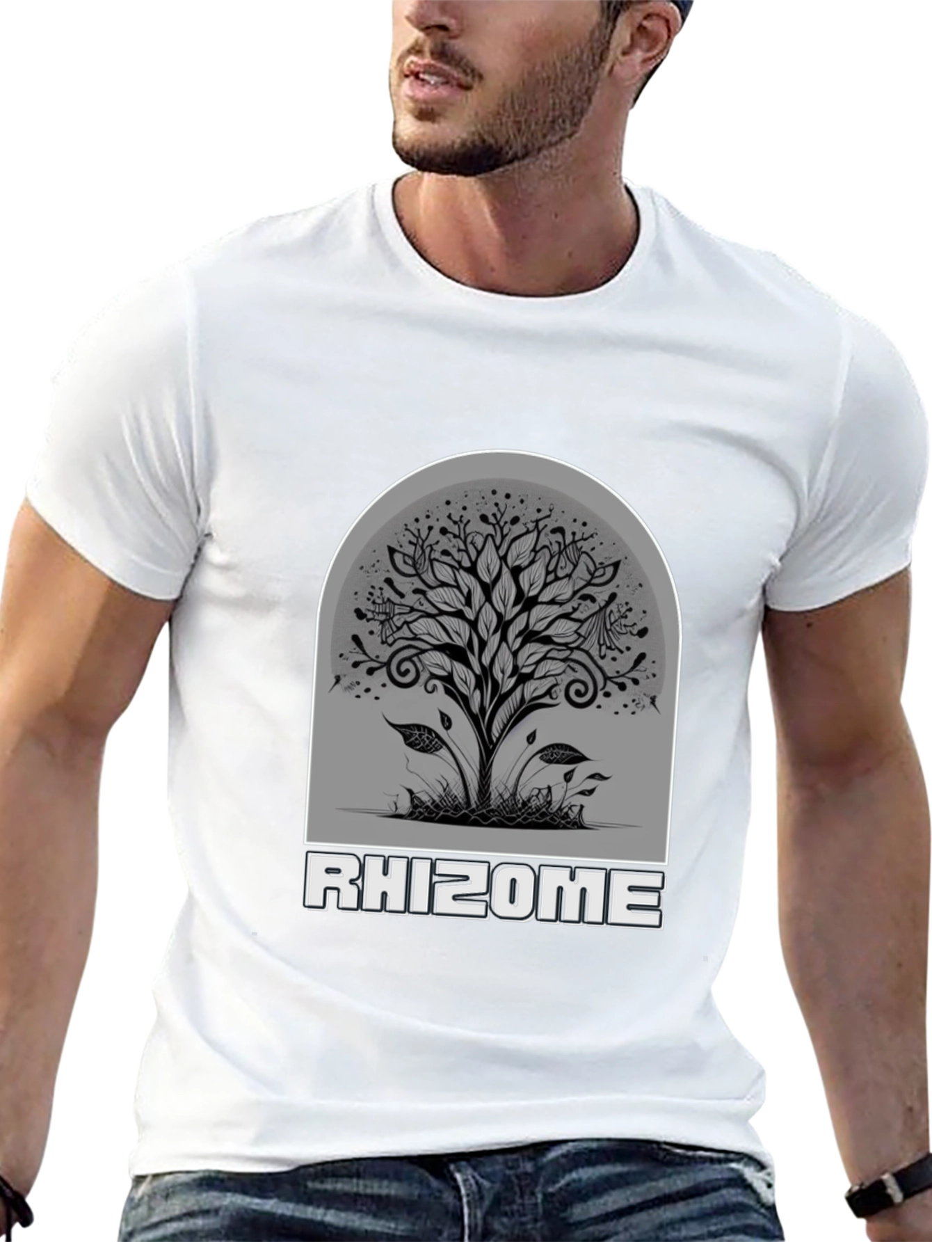 Black Rhizome Tree Graphic Black T-Shirt view 13