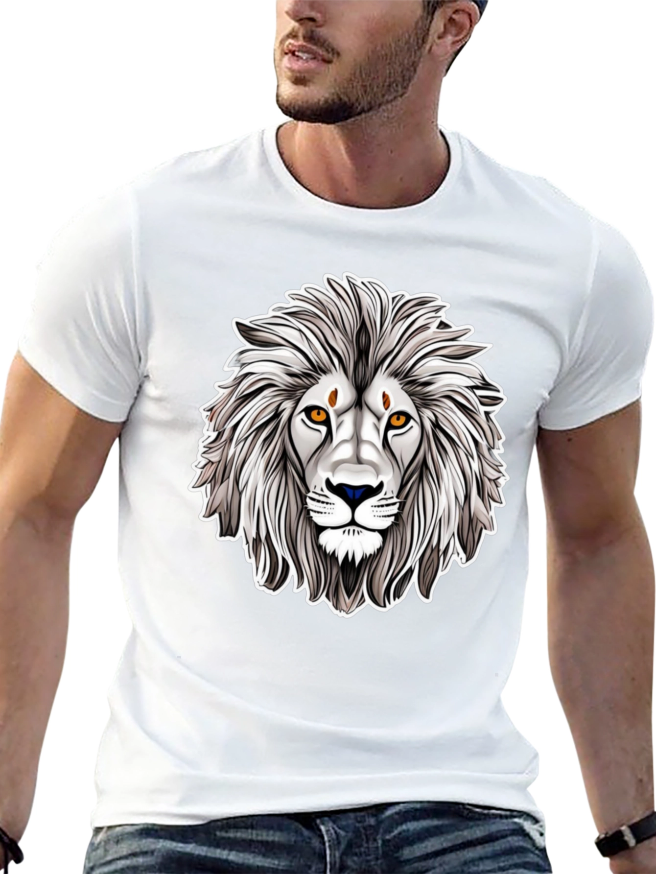 Black Lion Head Graphic Tee - Black Cotton Shirt view 13