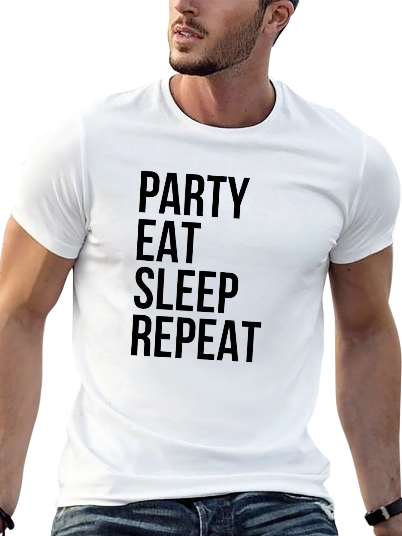 Black Party Eat Sleep Repeat Black Graphic Tee view 13