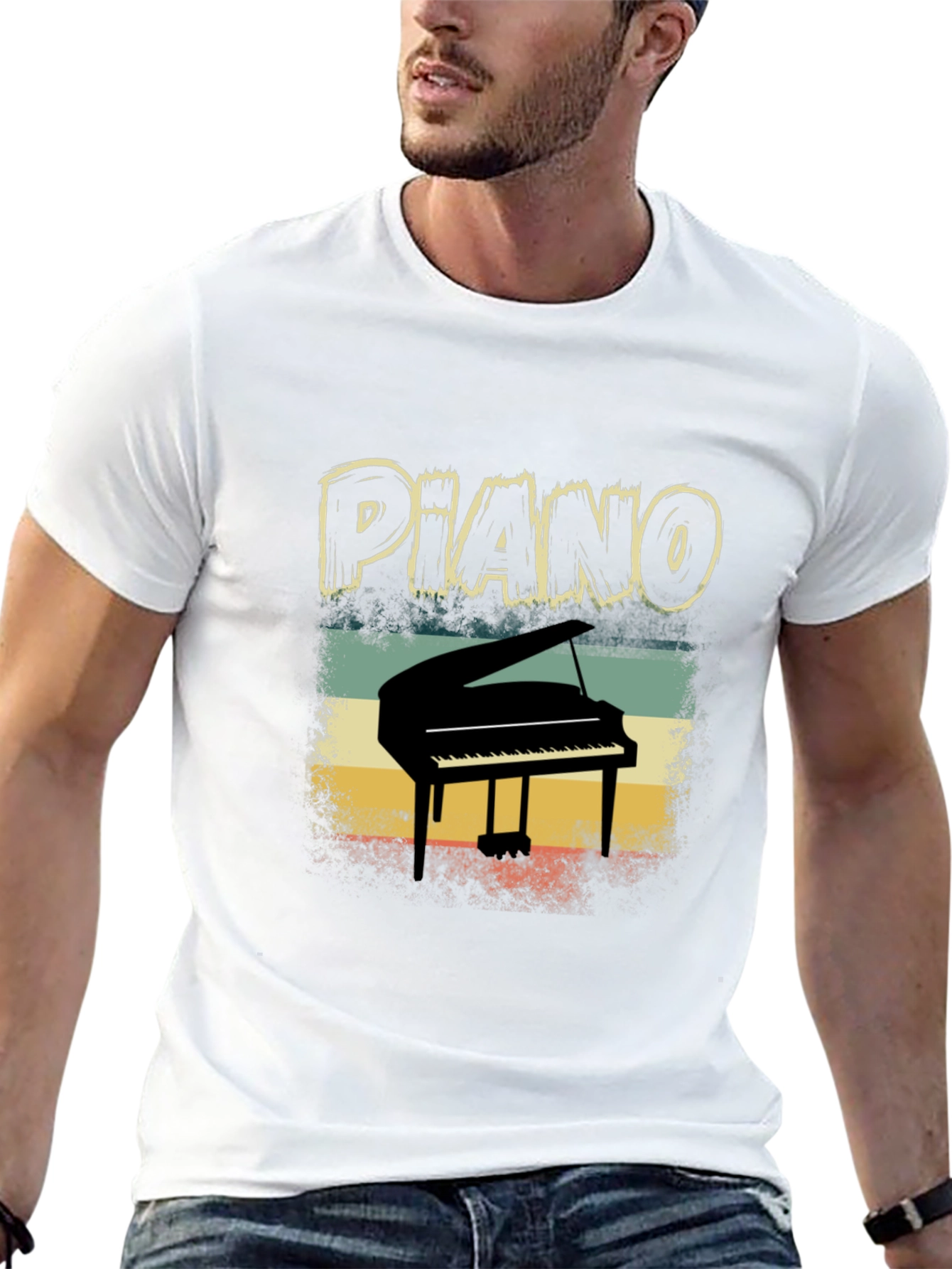 Black Retro Piano T-Shirt - Musician Apparel view 13