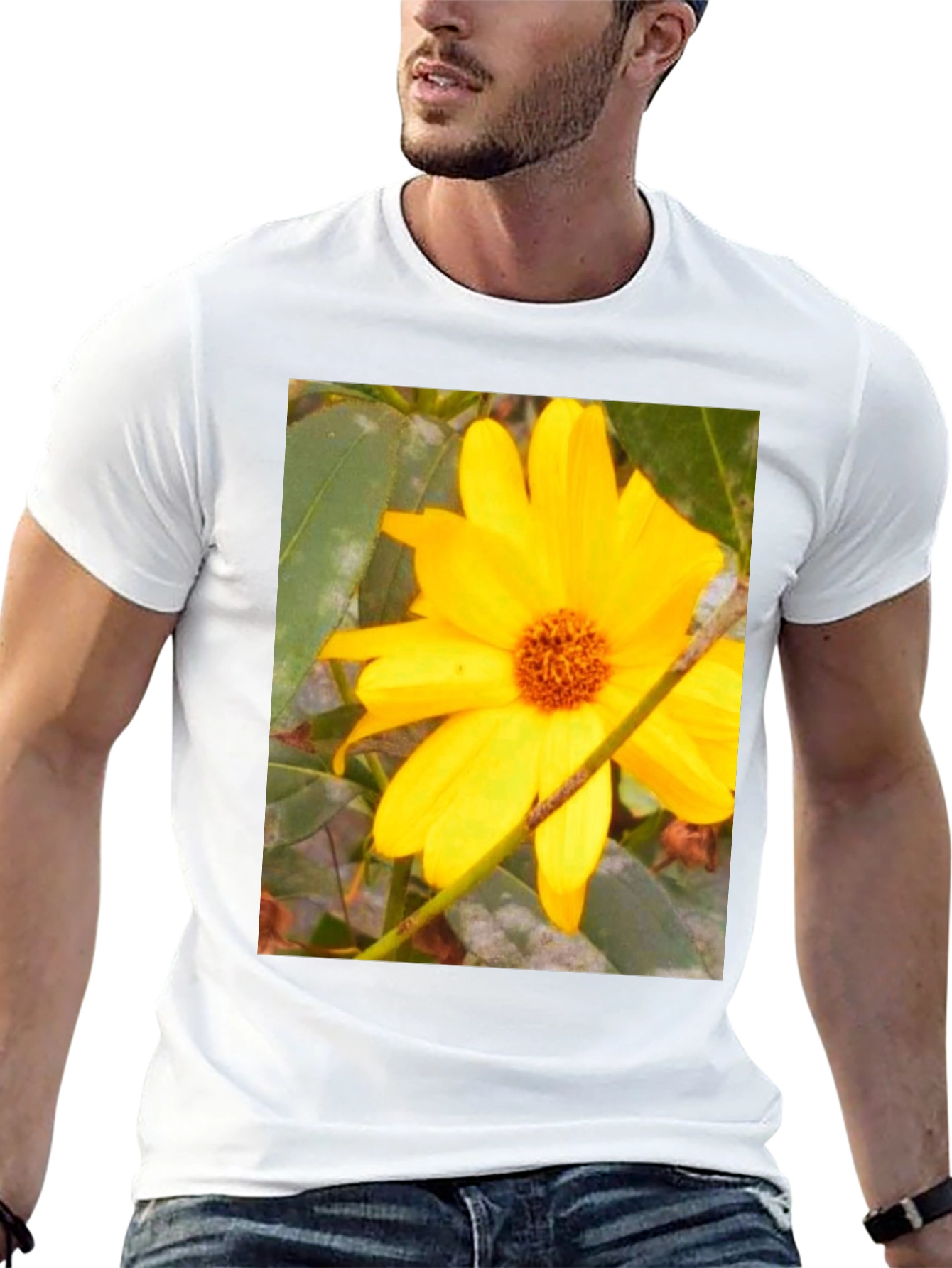 Black Sunflower Print Black T-Shirt view 13