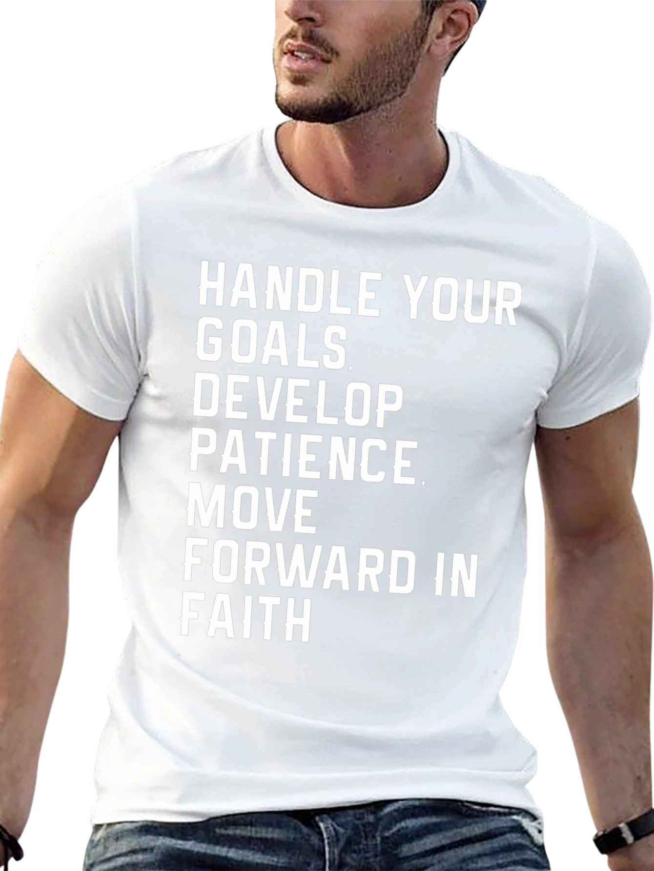 Black Motivational Graphic T-Shirt - Handle Your Goals view 13