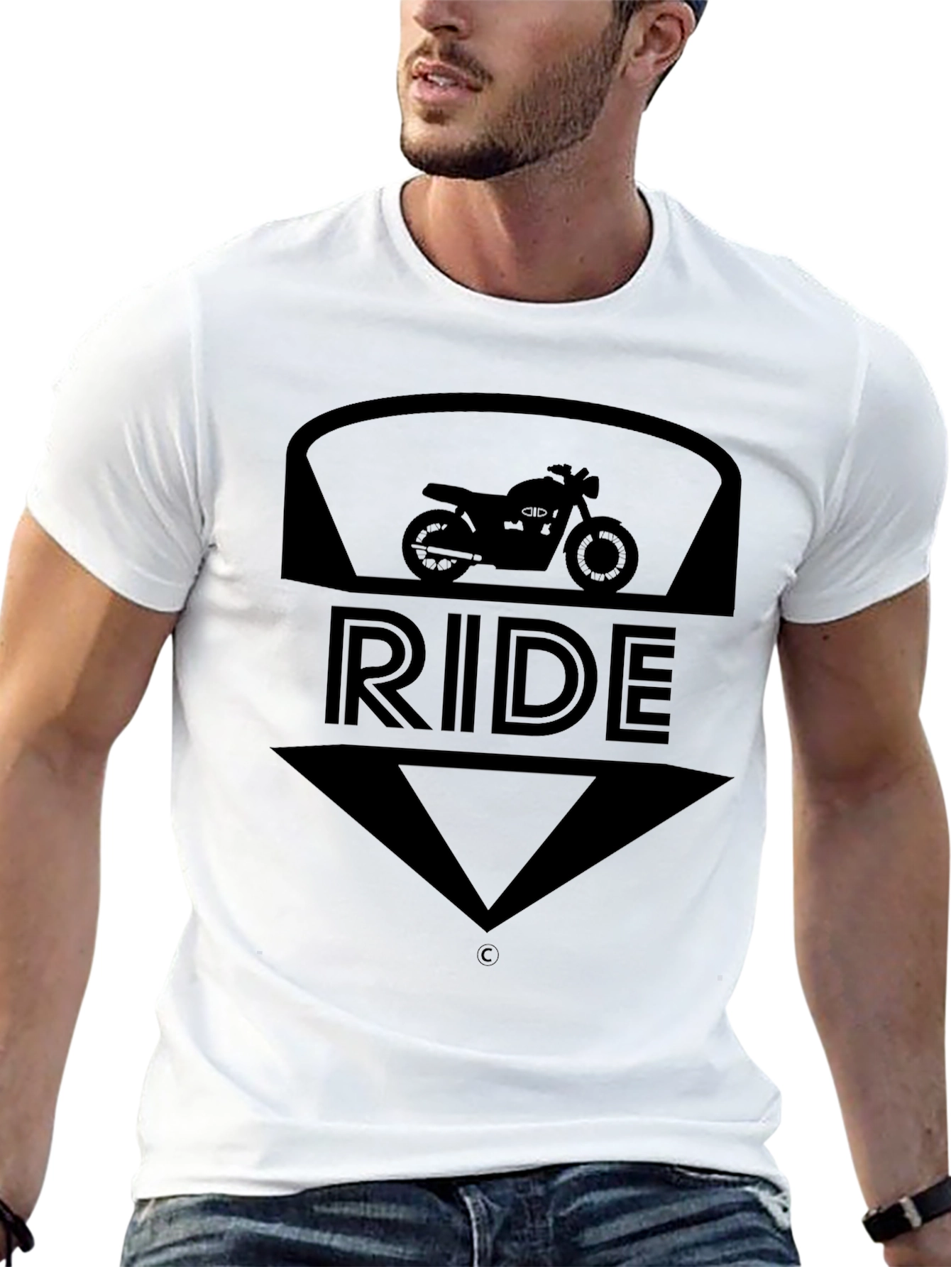 Black Ride Motorcycle Graphic T-Shirt - Black view 13
