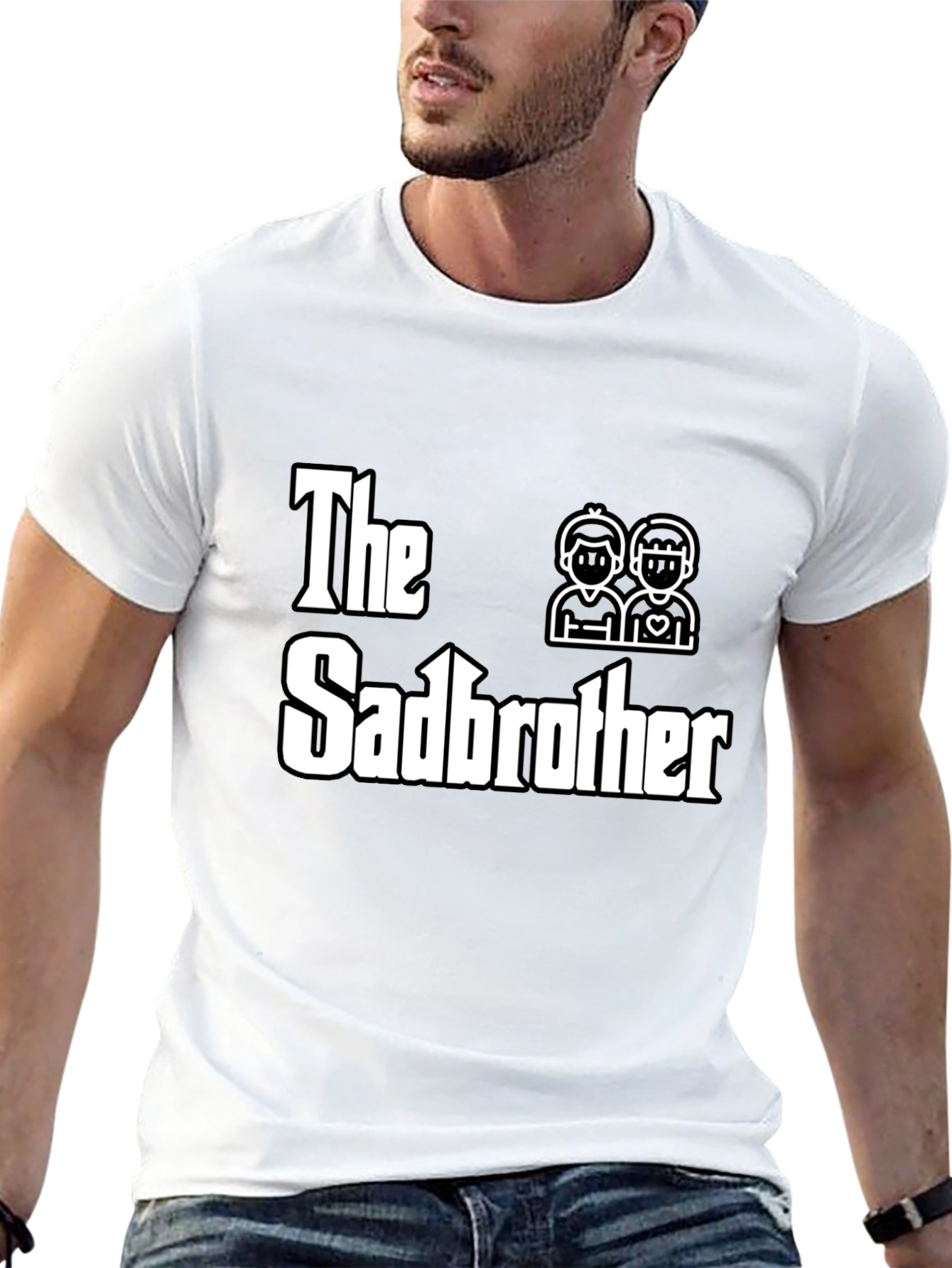 Black The Sadbrother T-Shirt - Novelty Graphic Tee view 13