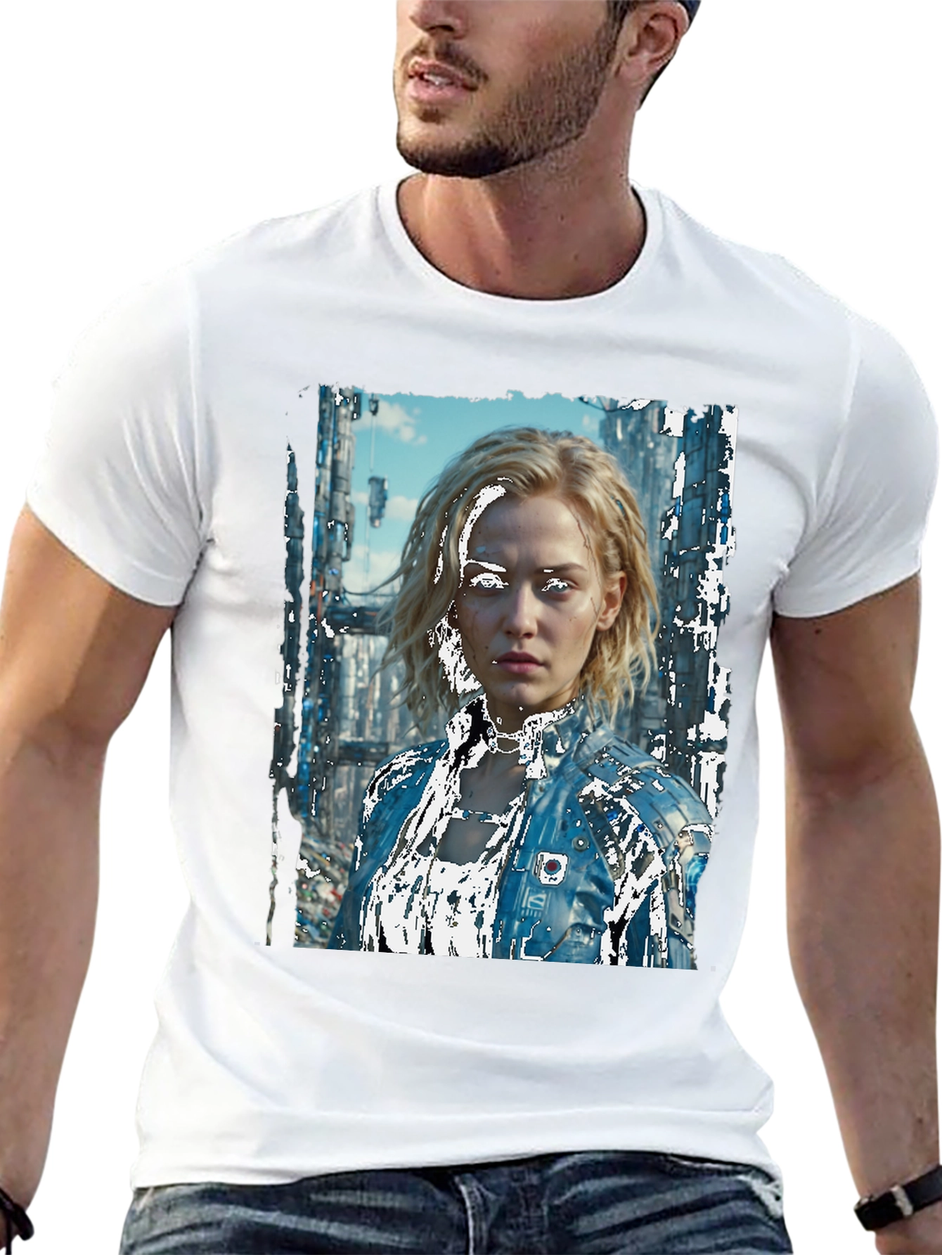 Black Sci-Fi Portrait Black T-Shirt view 13