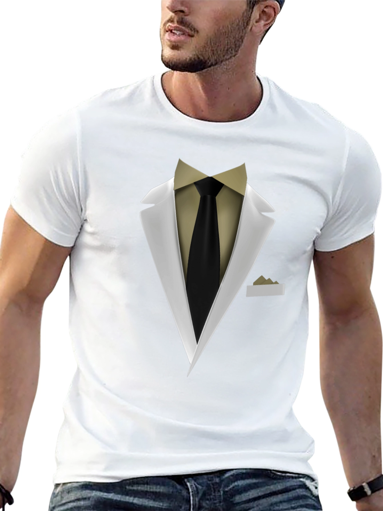 Suit & Tie Graphic Tee - Black Fashion Top - 13