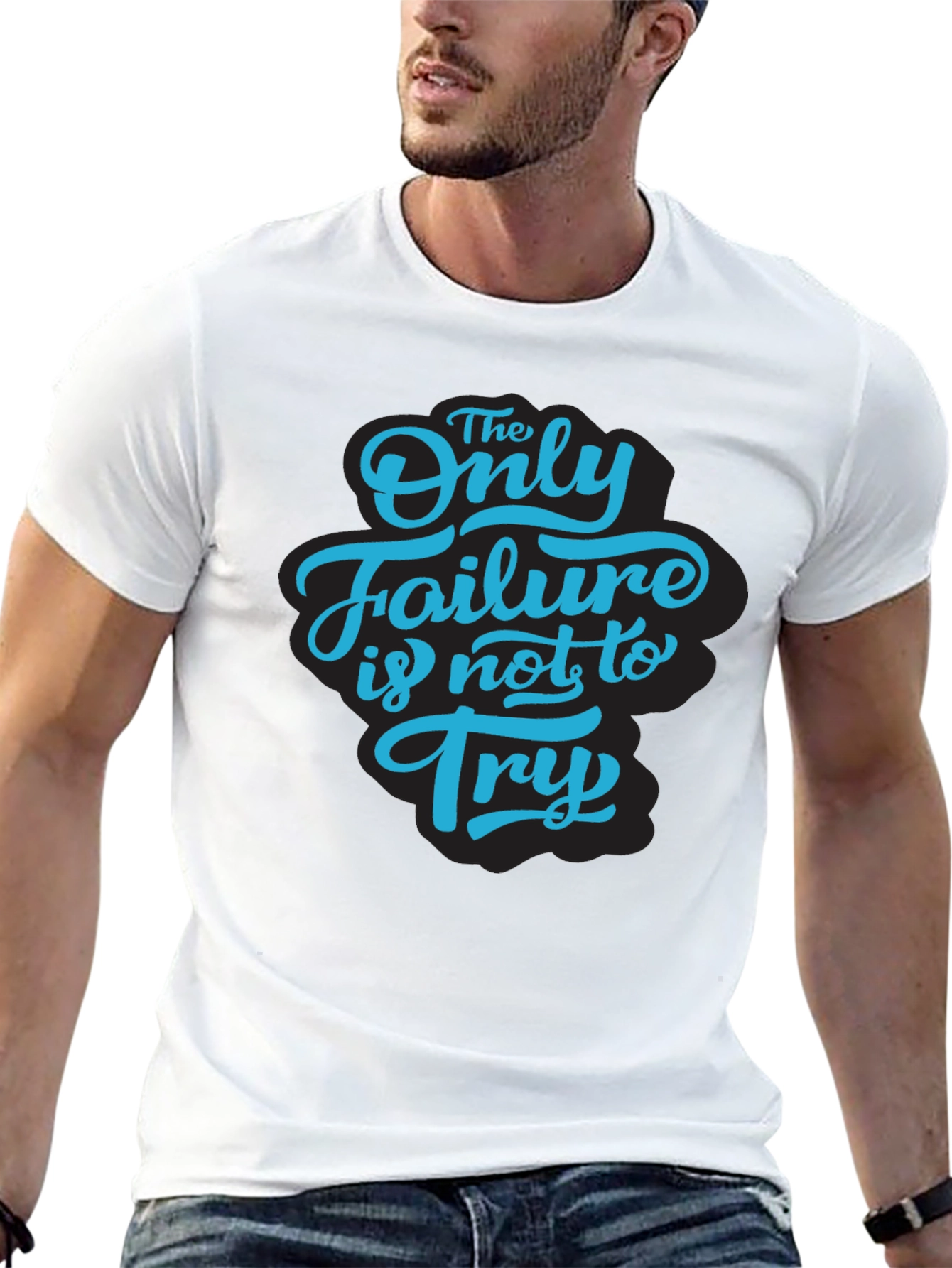 Black Inspirational Graphic Tee - The Only Failure Is Not To Try view 13